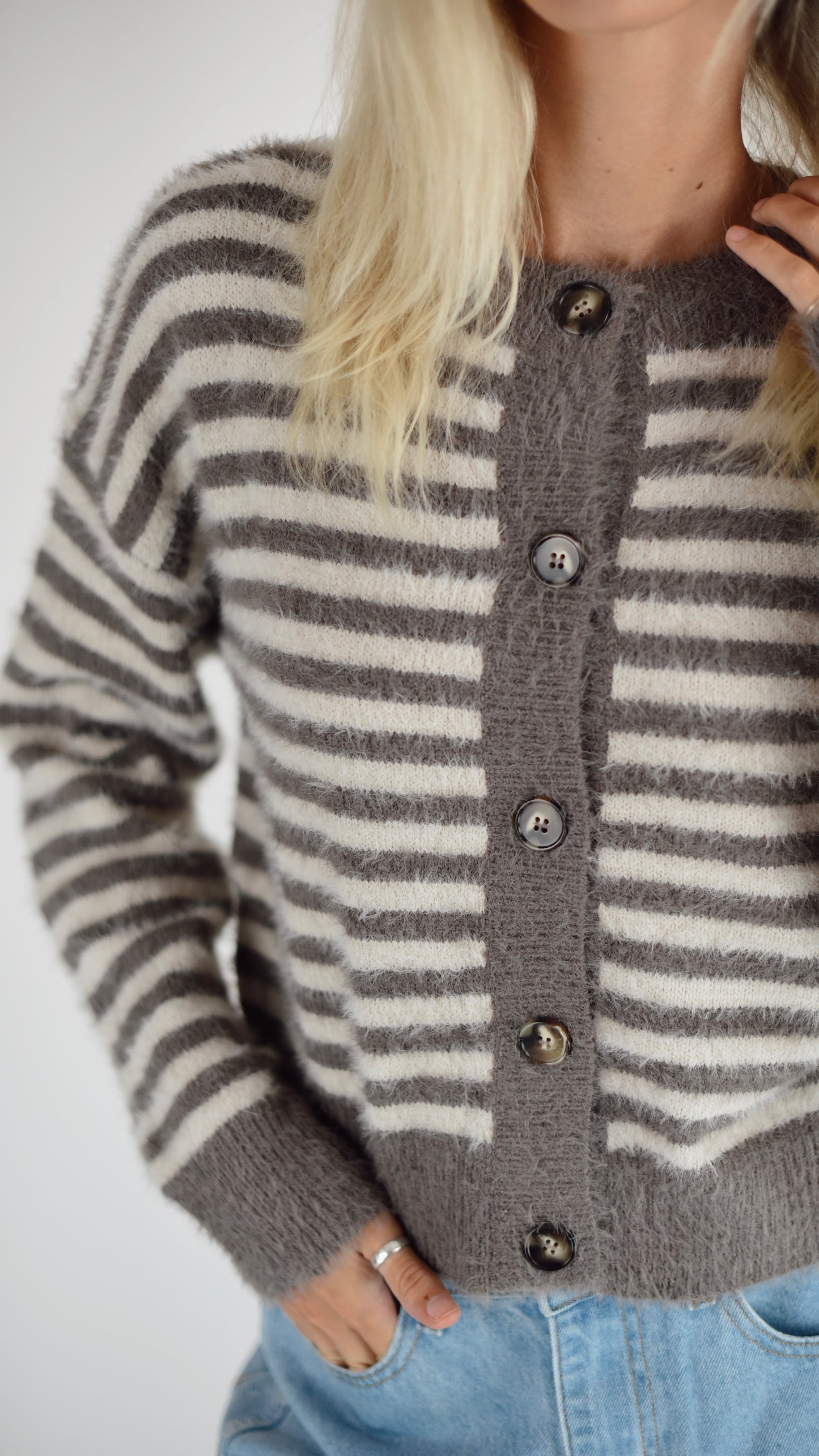 Hannah Mocha Stripe Carigan