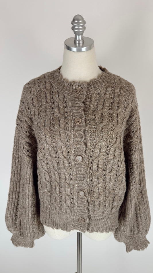 Poppy Taupe Eyelet Cardigan