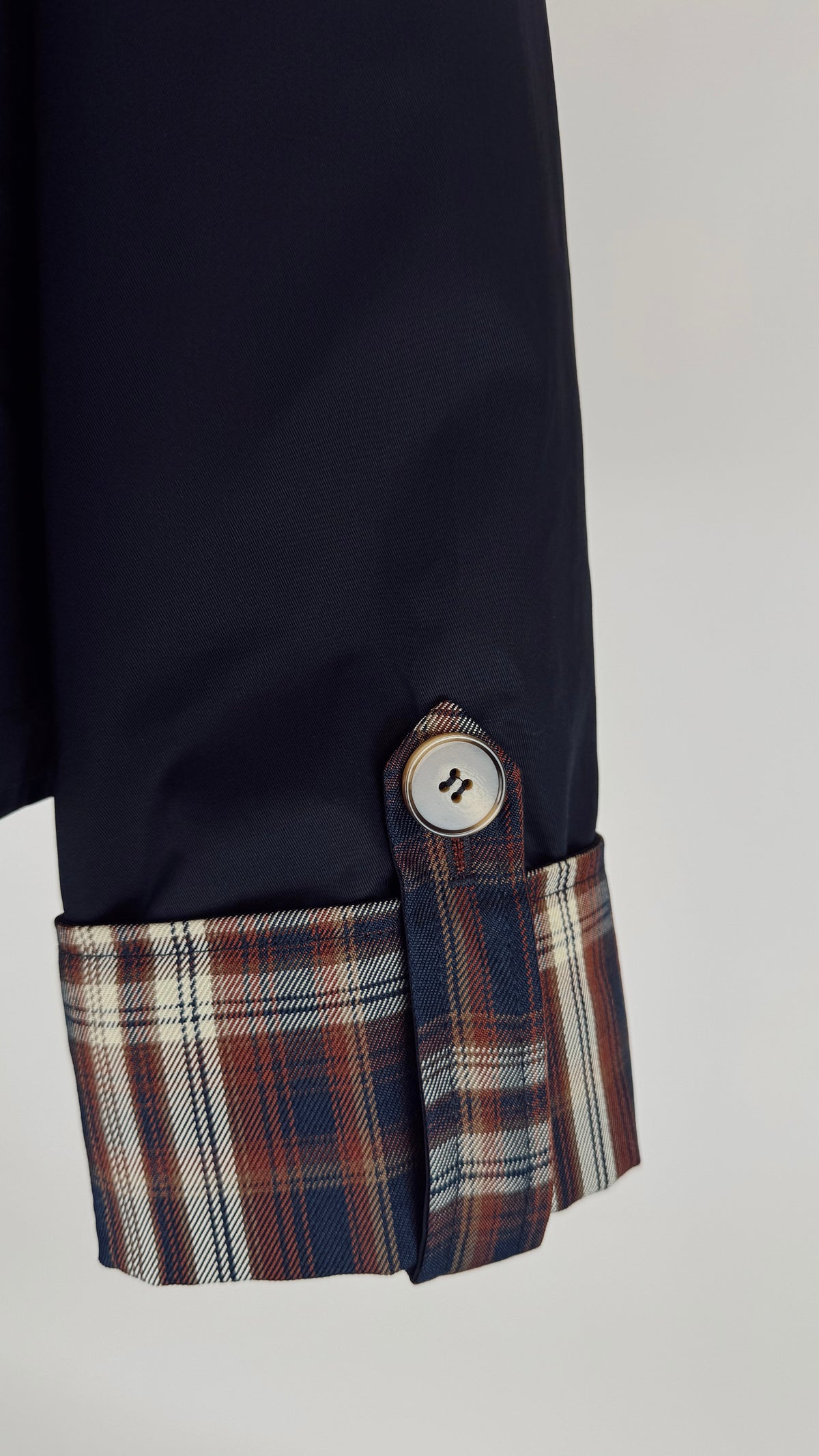 Caroline Navy Reversible Plaid Cape Jacket