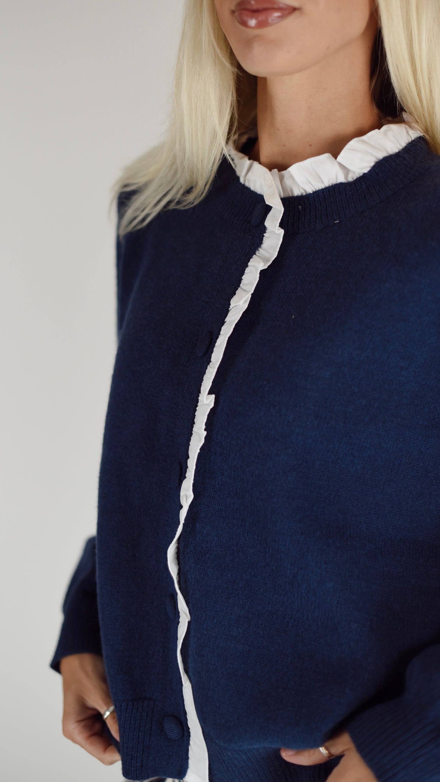 Betty Navy Ruffle Sweater