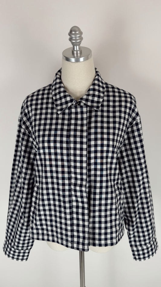 Gina Navy Gingham Cotton Jacket