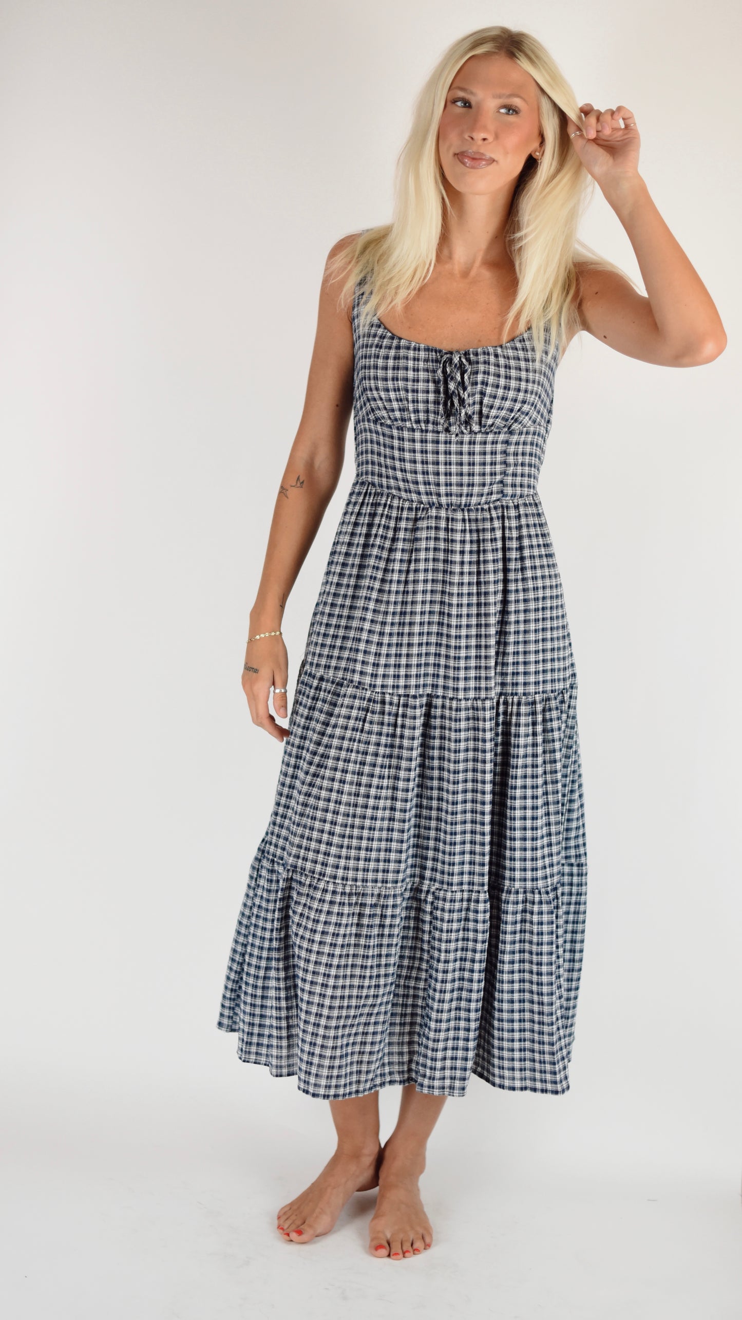 Fiona Corset Blue Plaid Dress