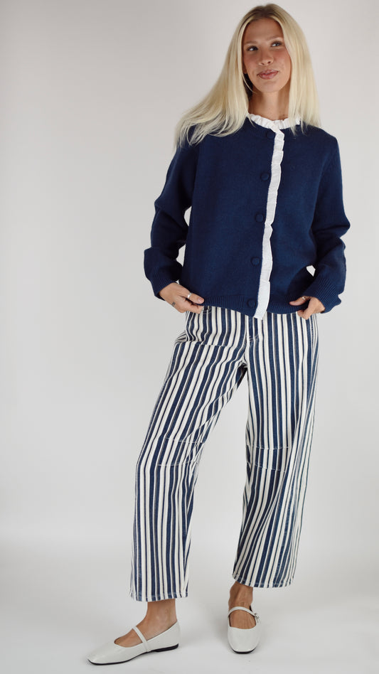 Betty Navy Ruffle Sweater