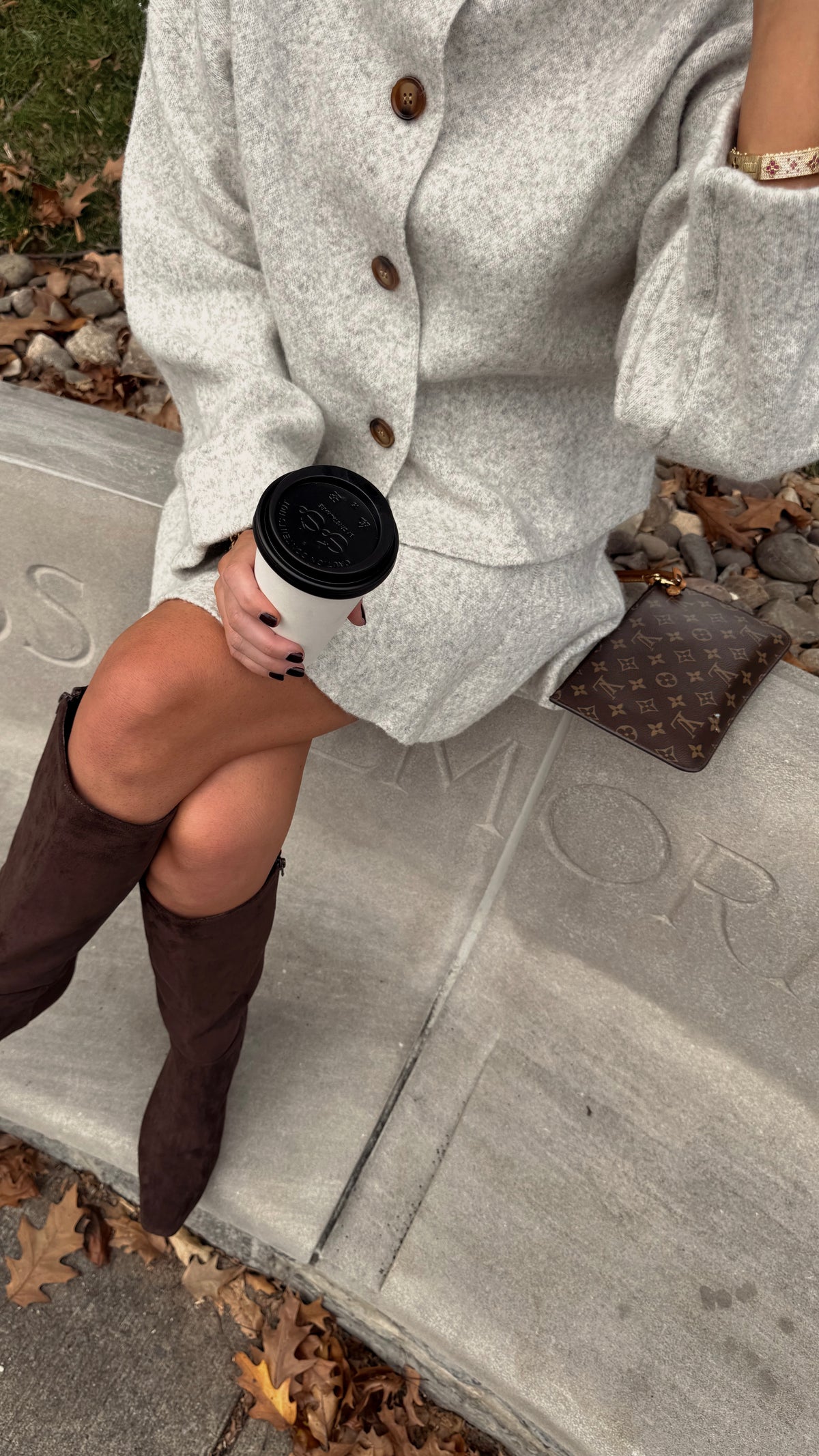 Olivia Oatmeal Knitted Sweater Skirt Set