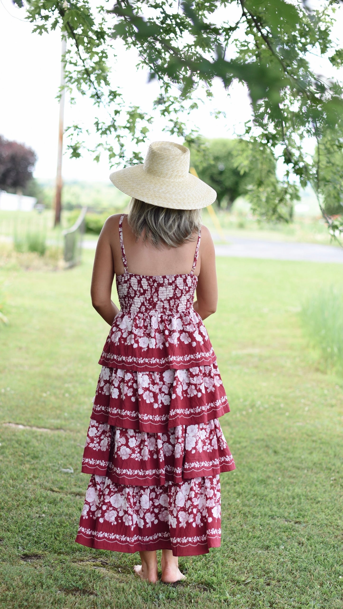 Josephine Wine Teared Dress