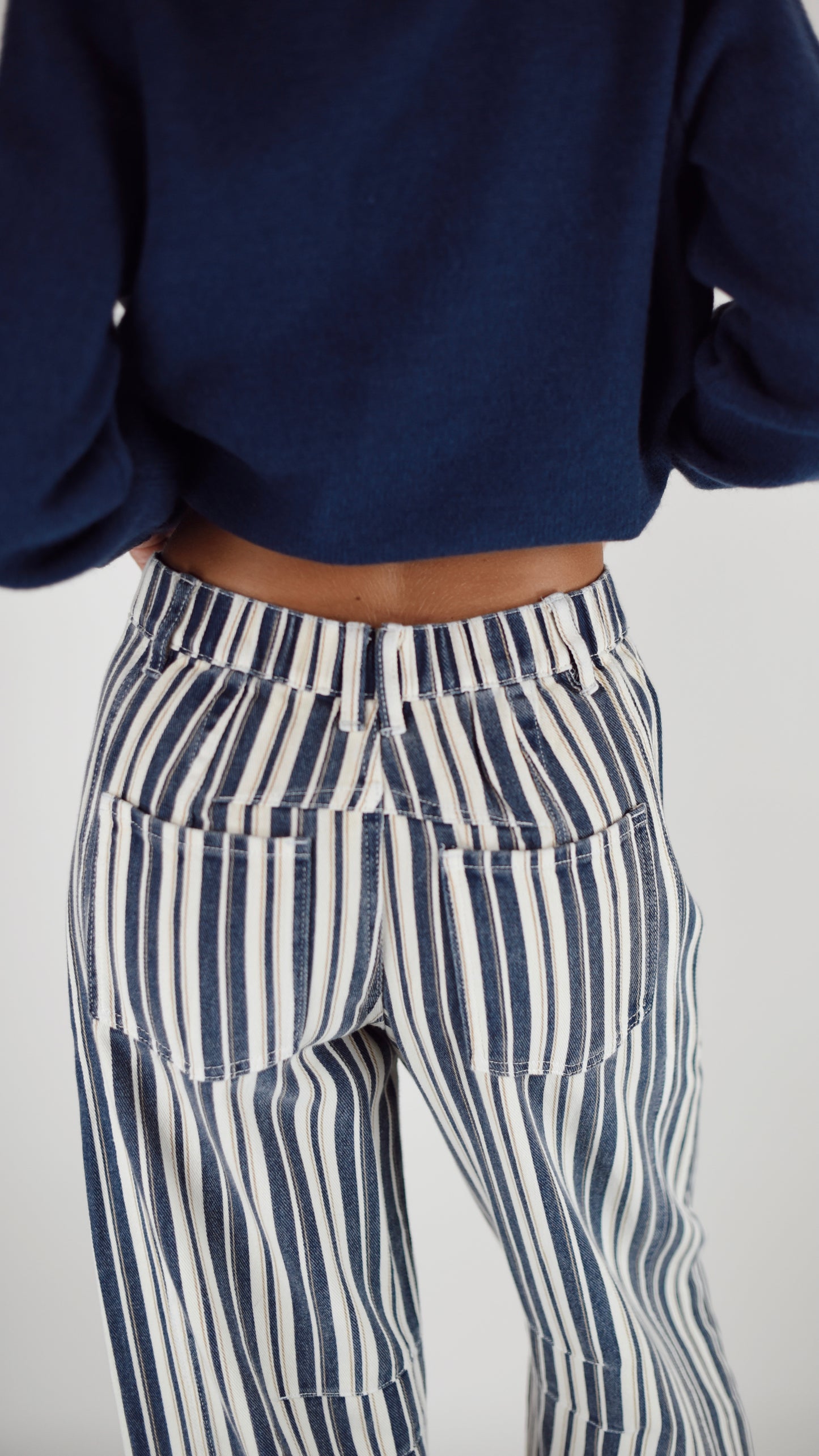 Adel Blue Striped Barrel Pants