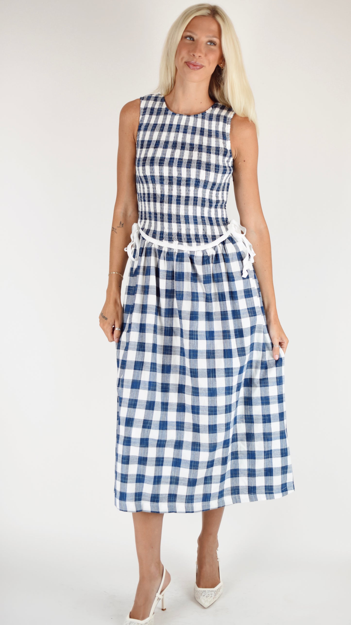 Catherine Navy Gingham Dress
