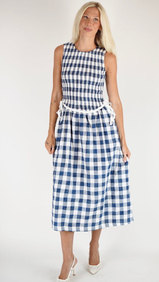 Catherine Navy Gingham Dress