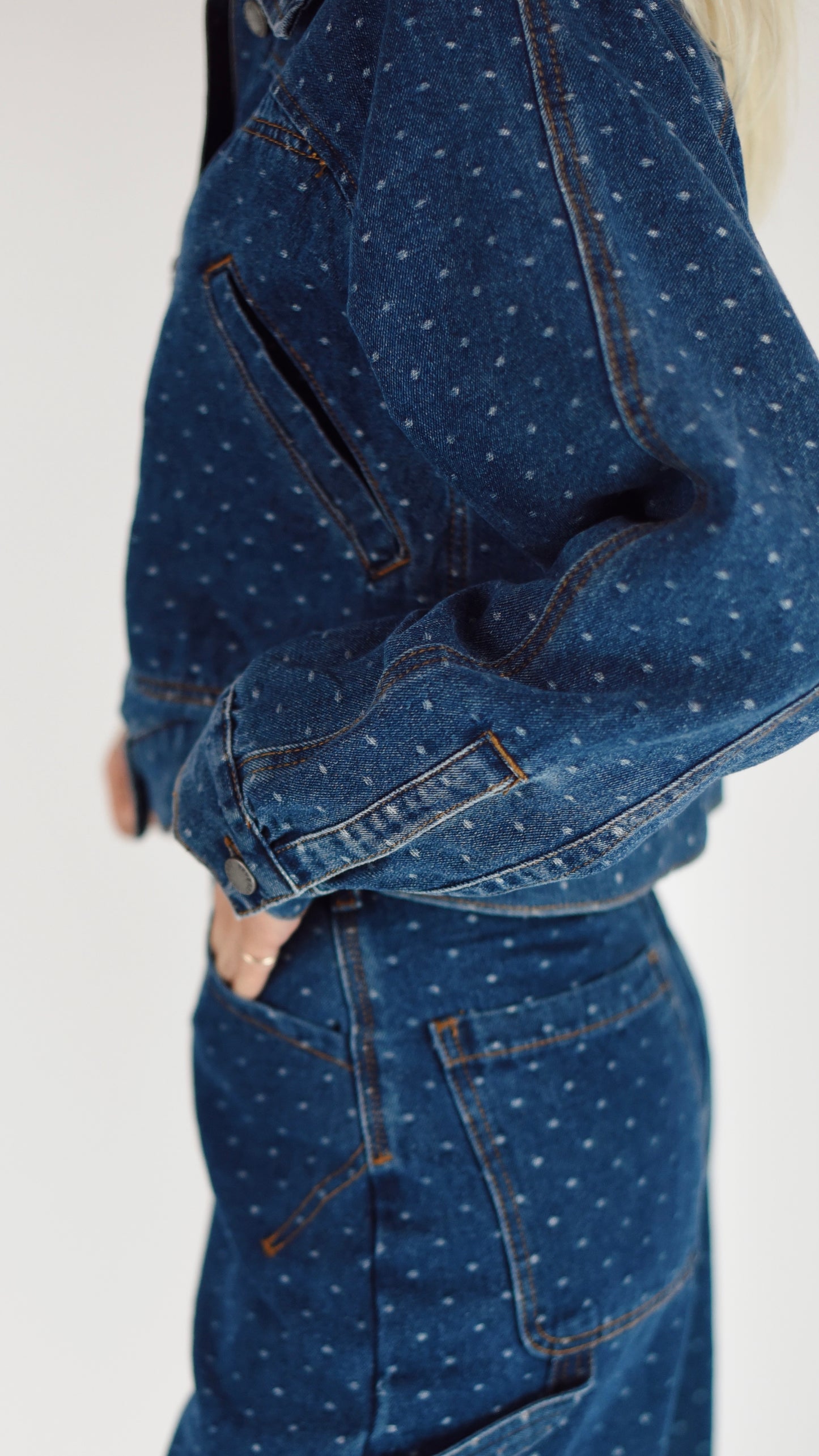 Vicki Dark Denim Polka Dot Jacket