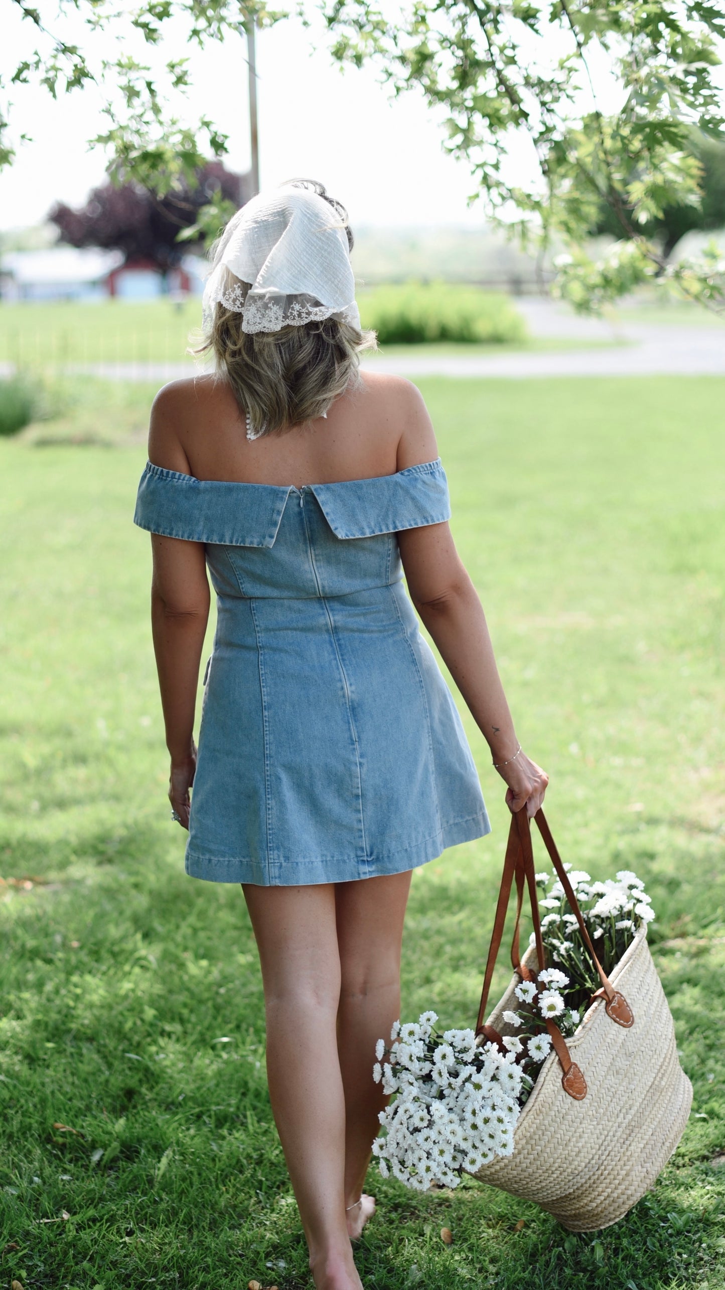 Gladys Denim Off Shoulder Dress