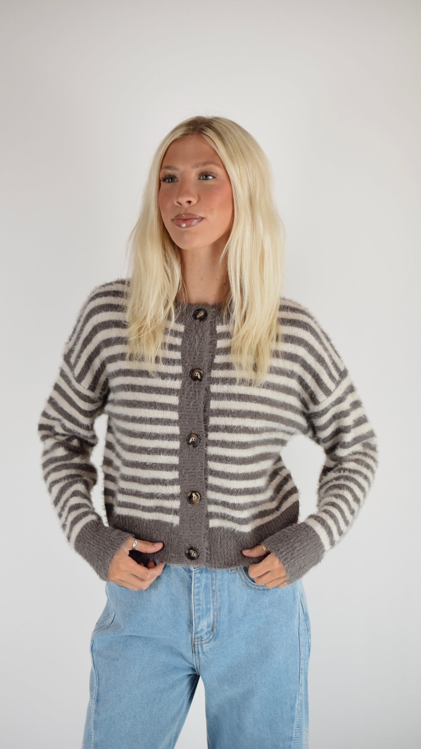 Hannah Mocha Stripe Carigan