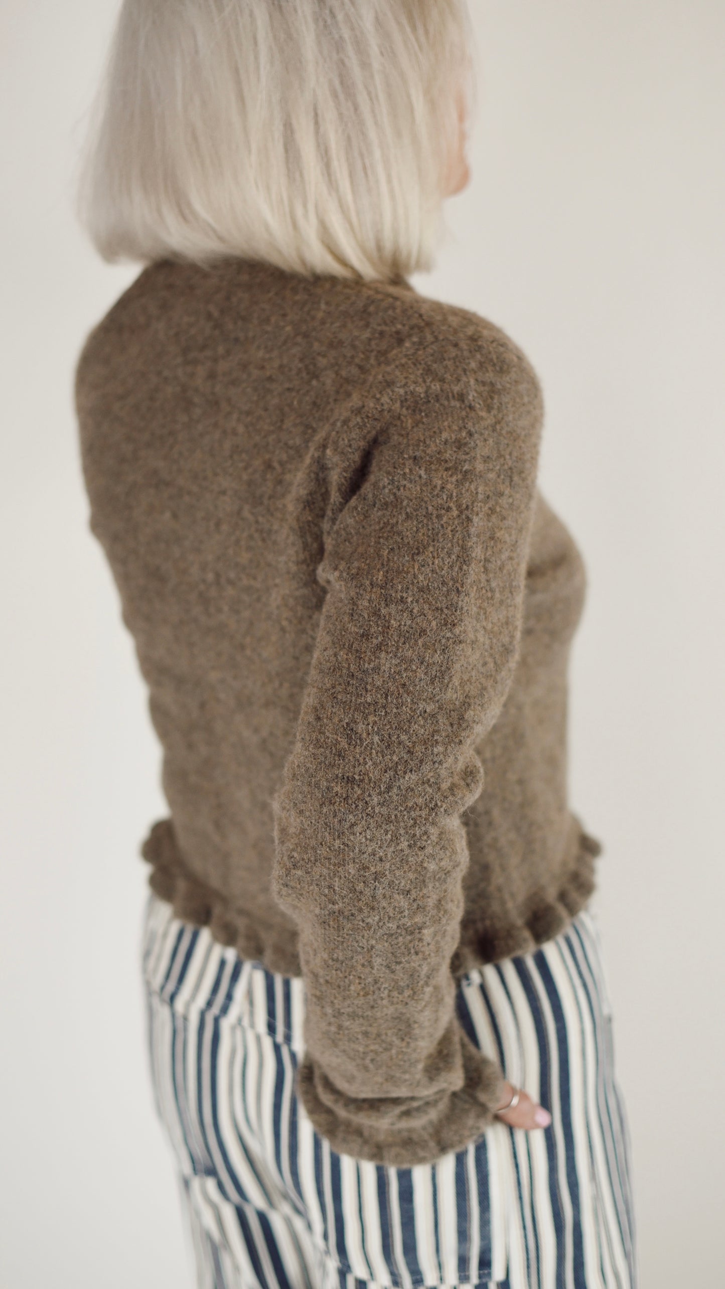 Mavis Mocha Ruffle Cardigan