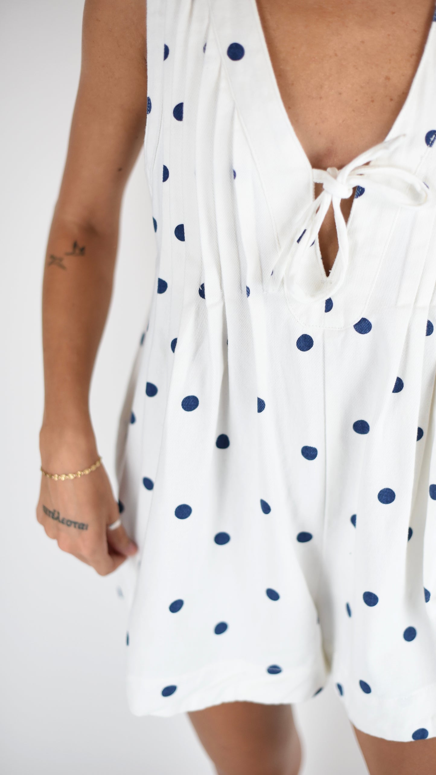 Whitney White Polka Dot Romper