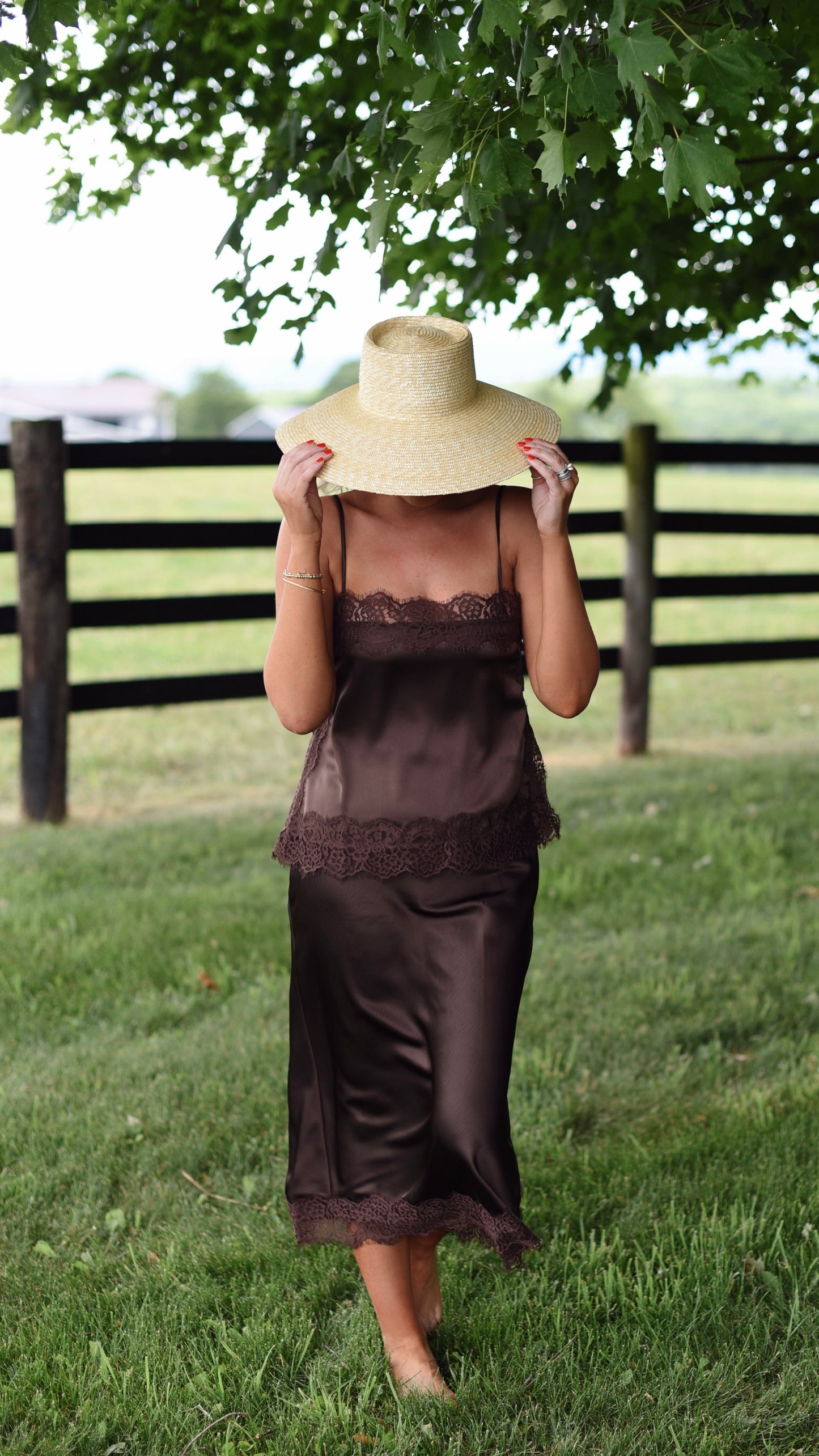 Lillian Brown Lace Tank Top