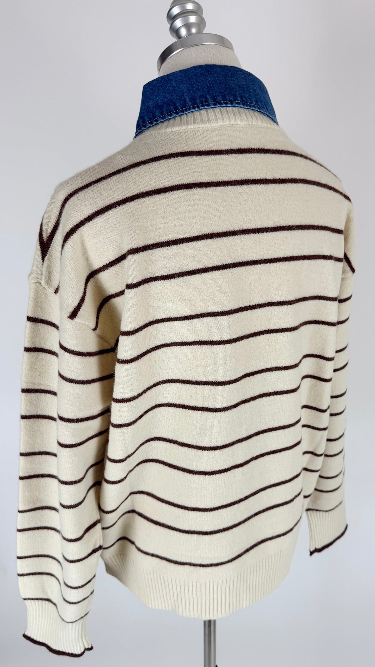 Miranda Denim Collar Oatmeal Sweater