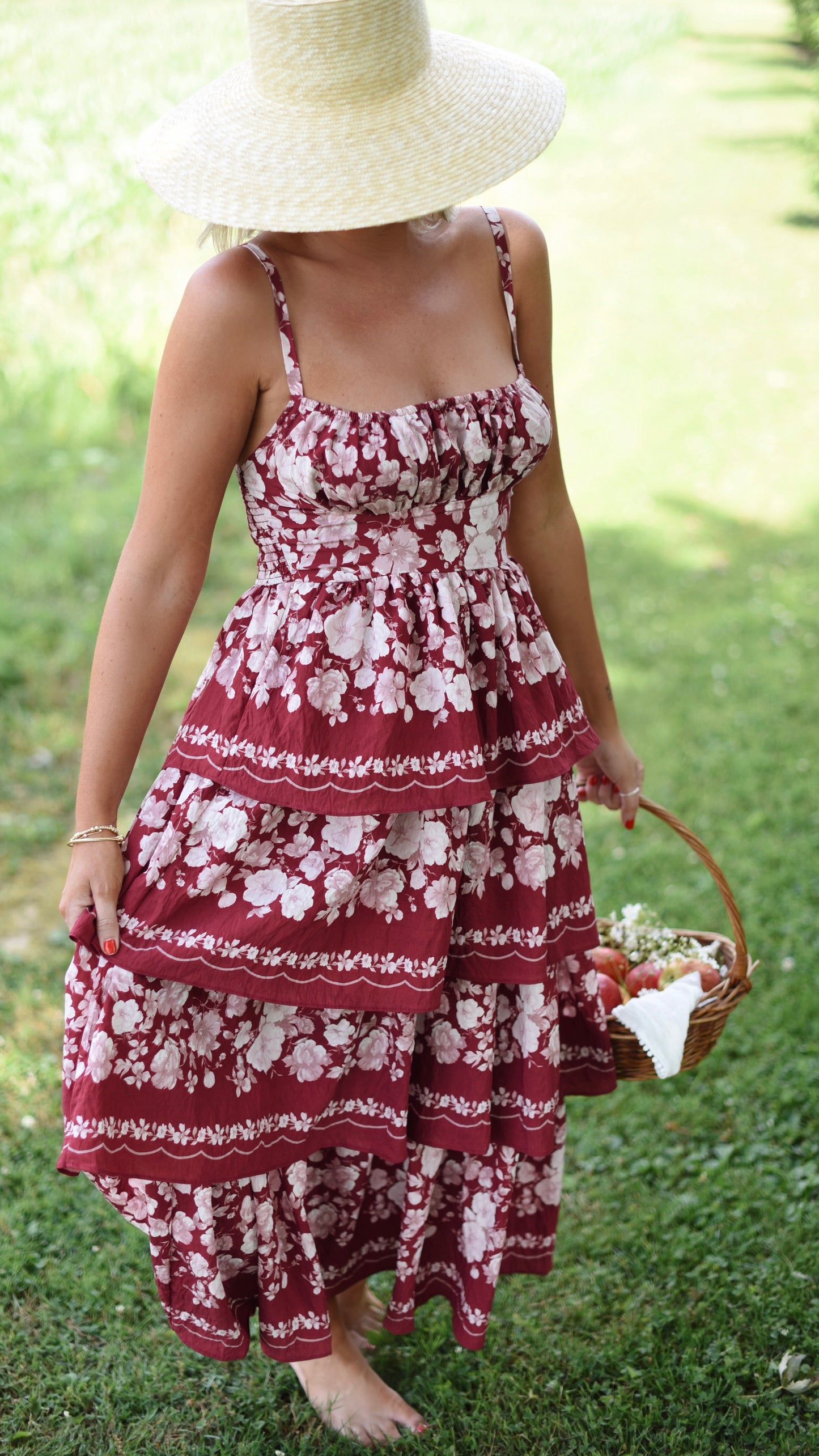 Josephine Wine Teared Dress