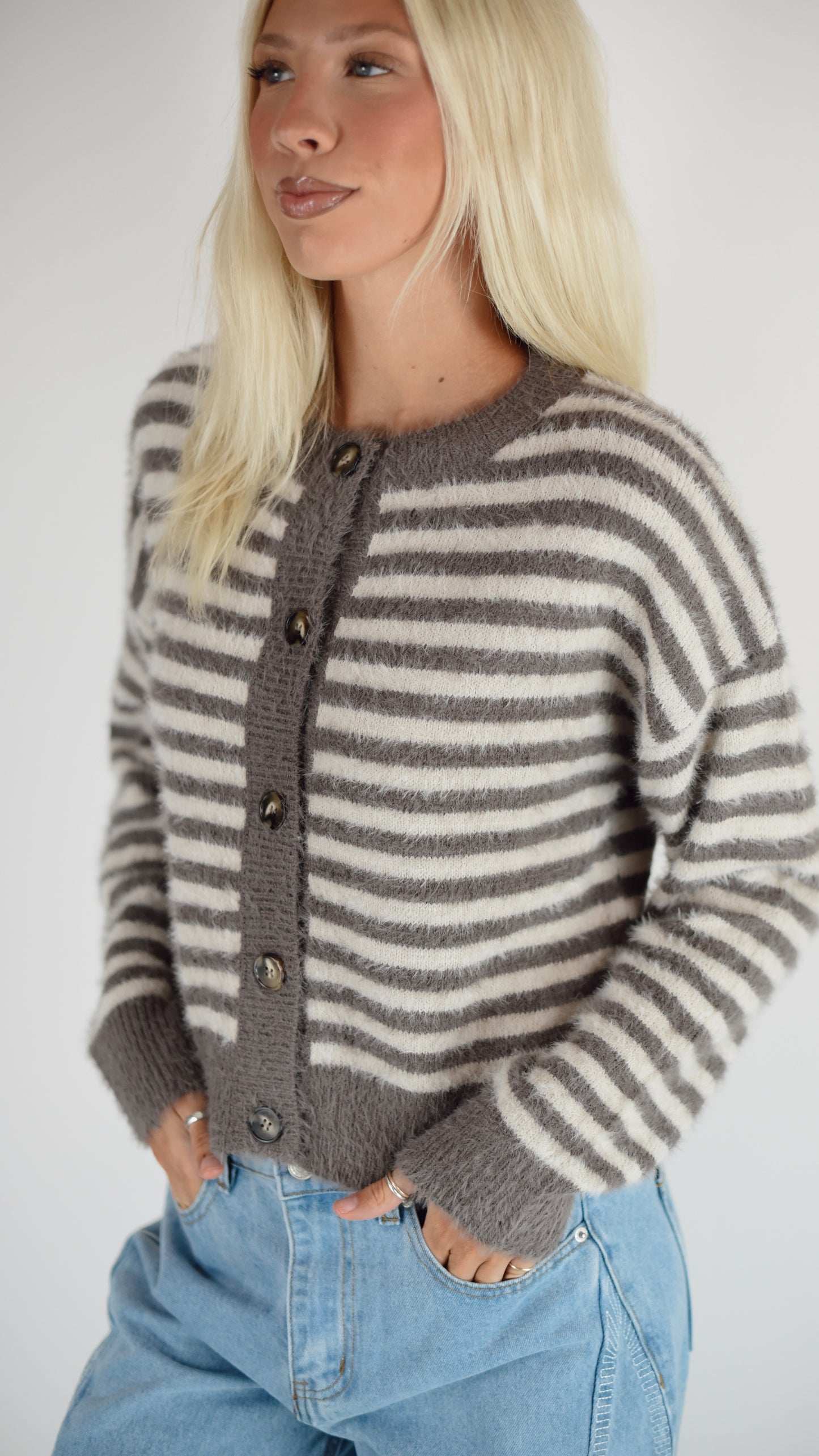 Hannah Mocha Stripe Carigan