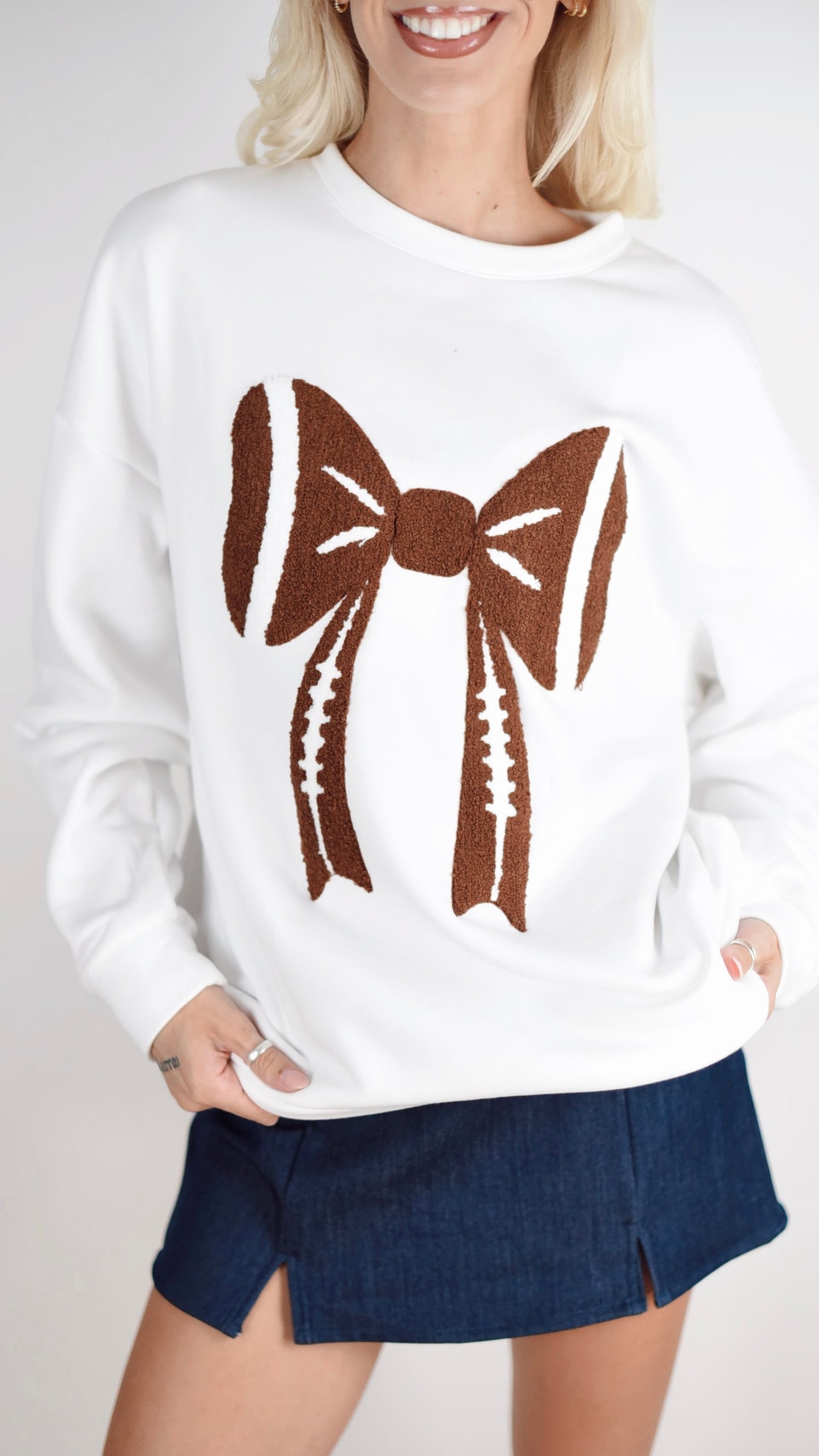 Football Bow Sweatshirt