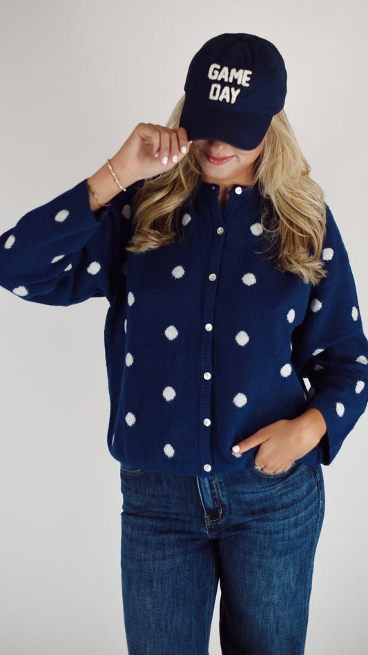 Dotty Navy Polka Dot Cardigan