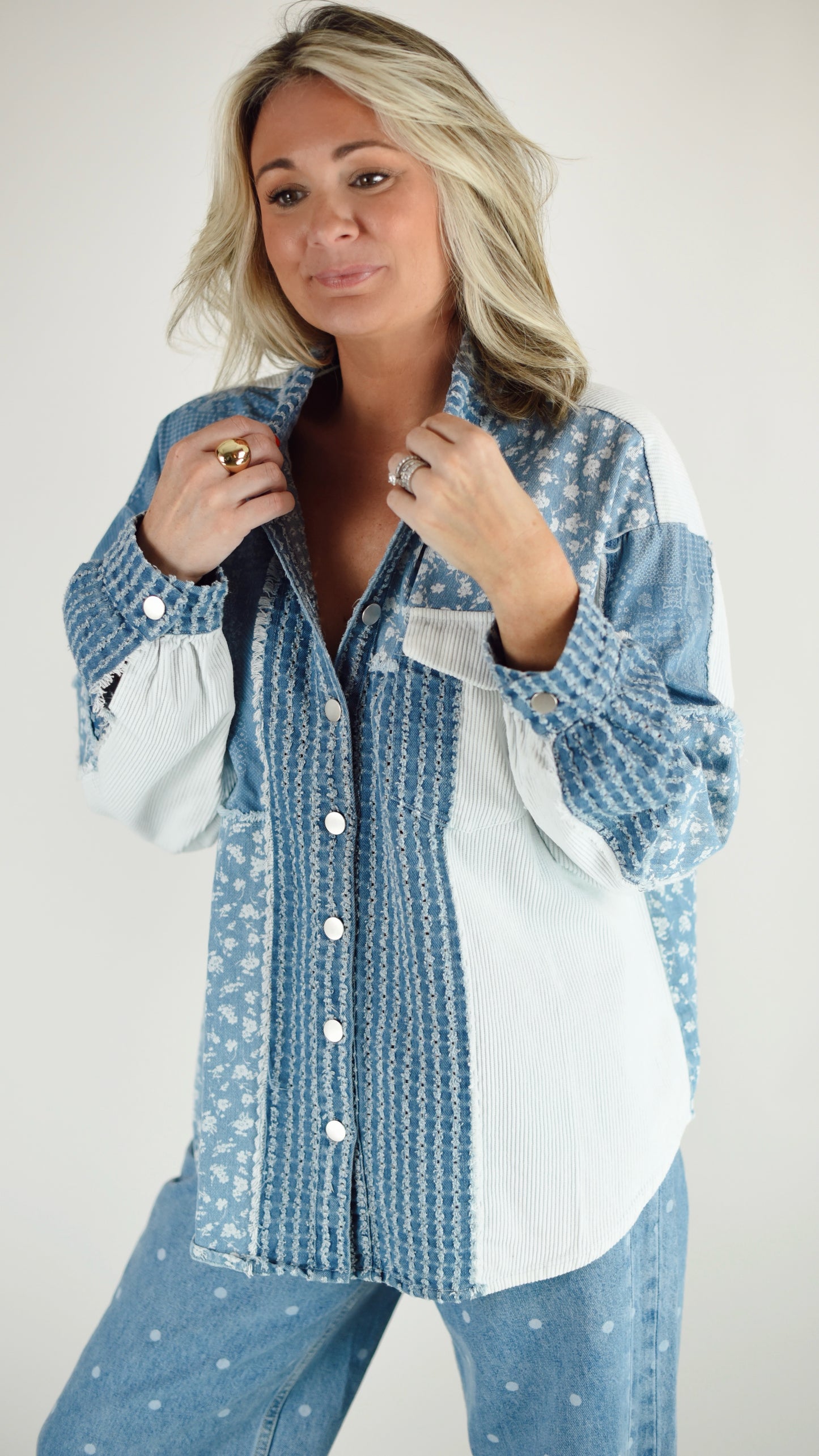 Margret Denim Patchwork Shacket