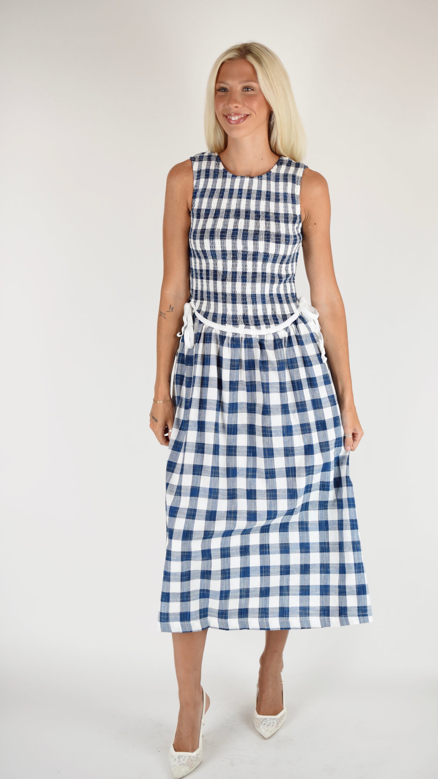 Catherine Navy Gingham Dress