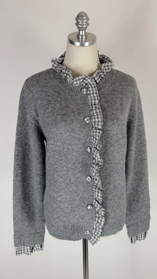Stephanie Grey Wool Ruffle Cardigan