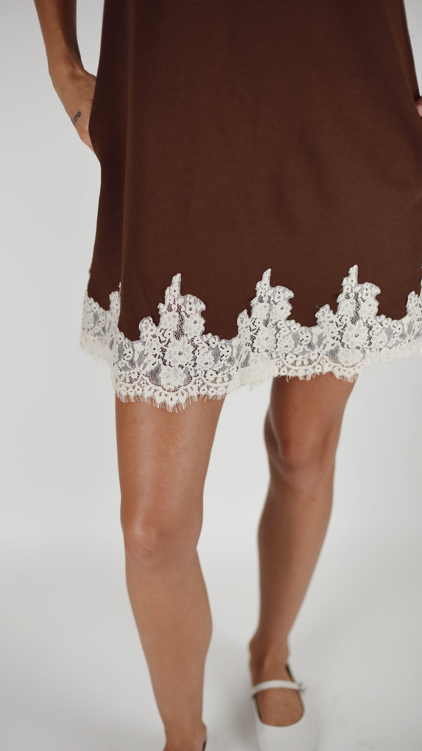Andrea Chocolate Lace Shift Dress