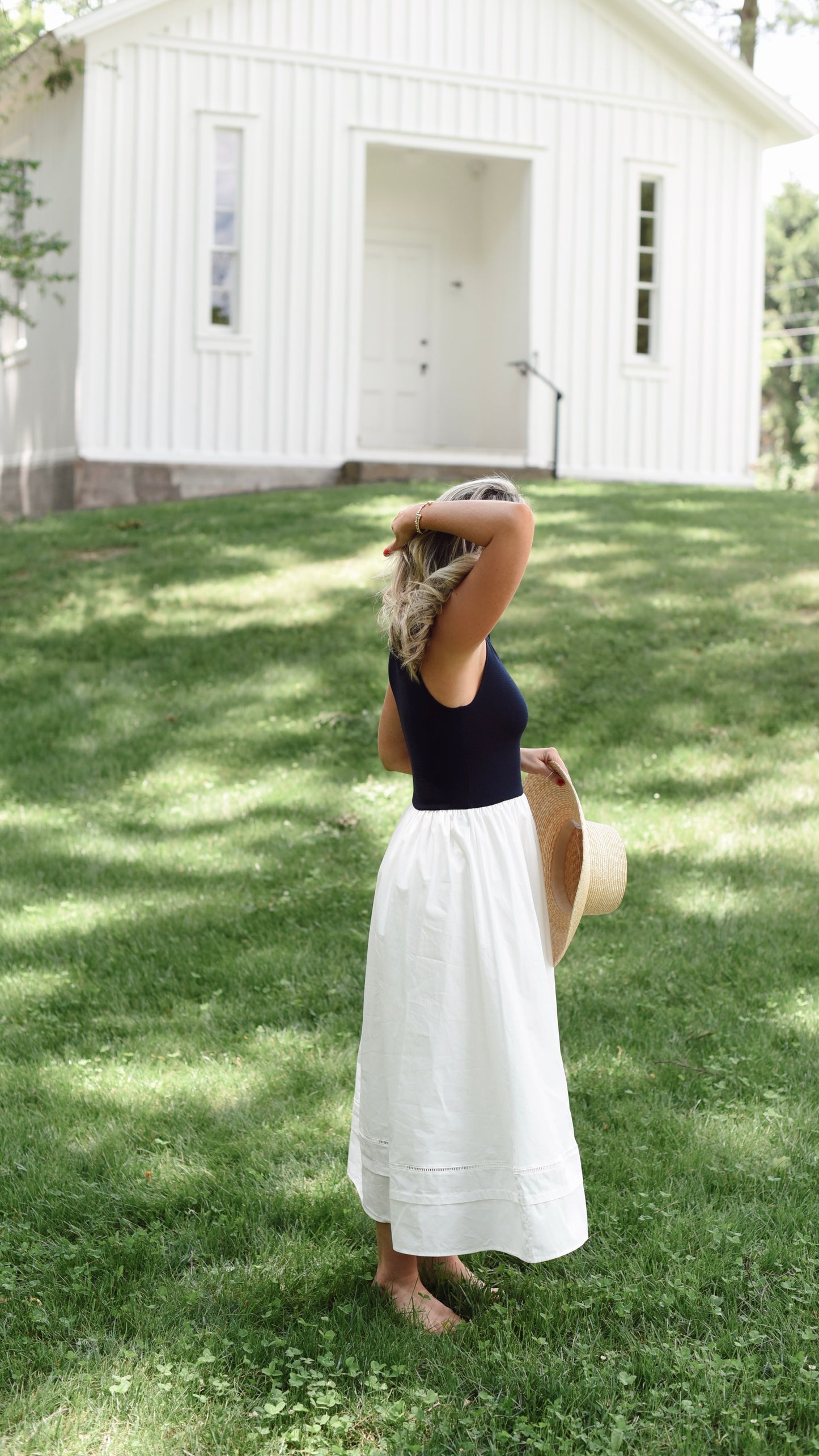 Rosa Navy and White Dress
