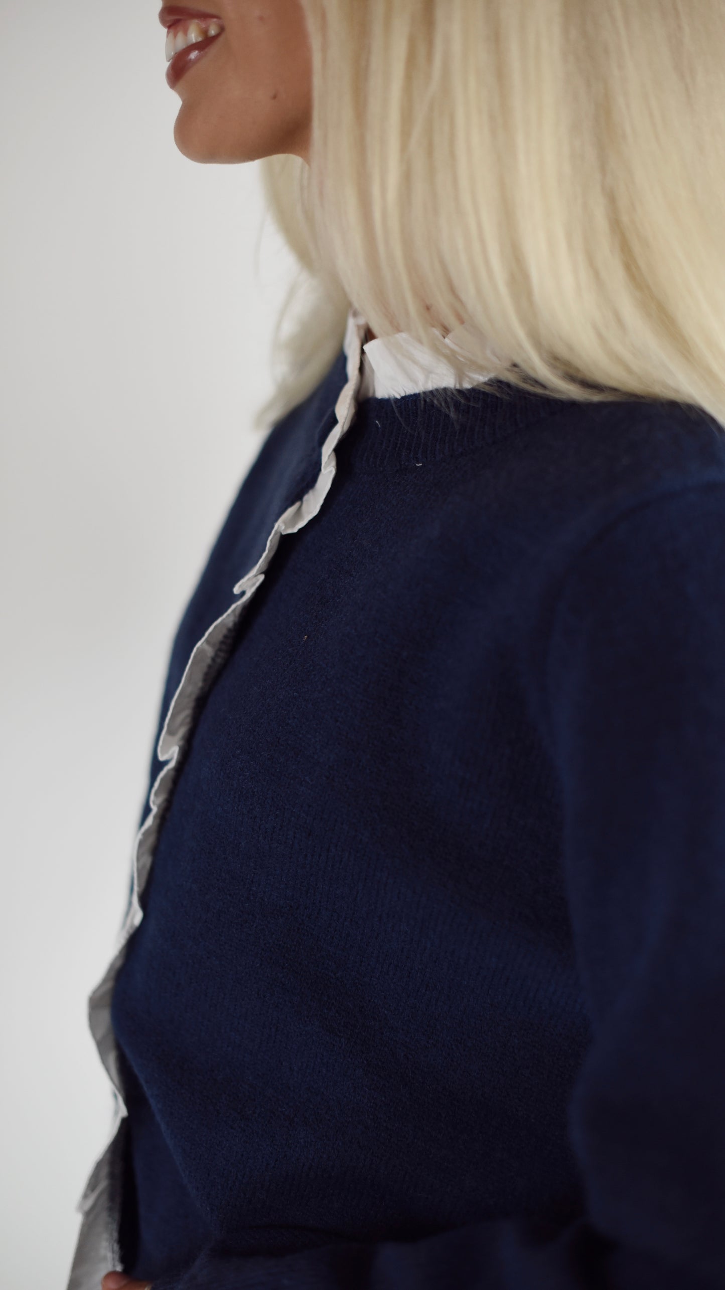 Betty Navy Ruffle Sweater