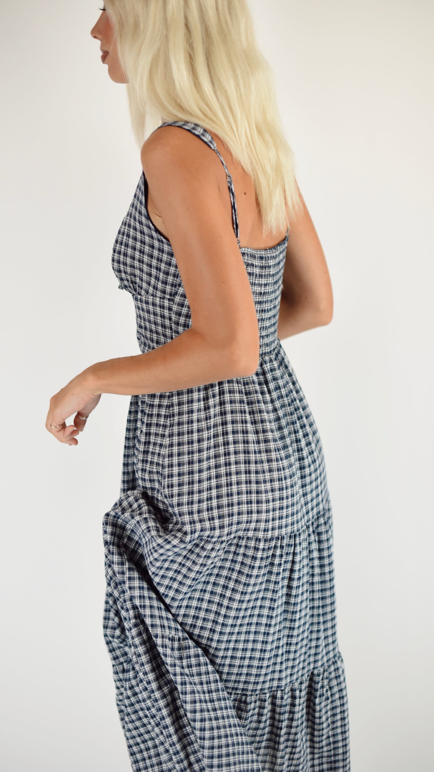 Fiona Corset Blue Plaid Dress