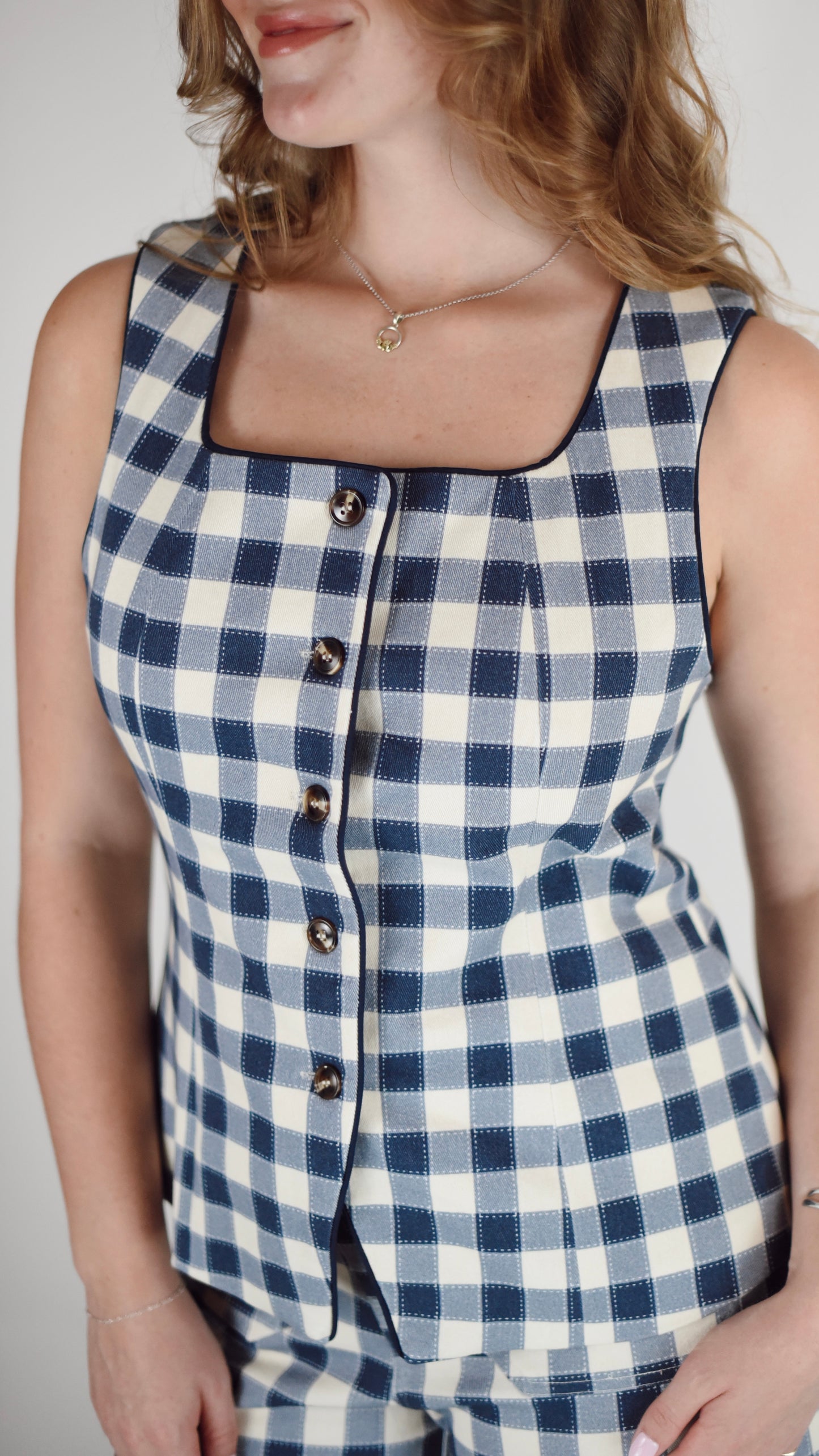 Belinda Blue Plaid Top
