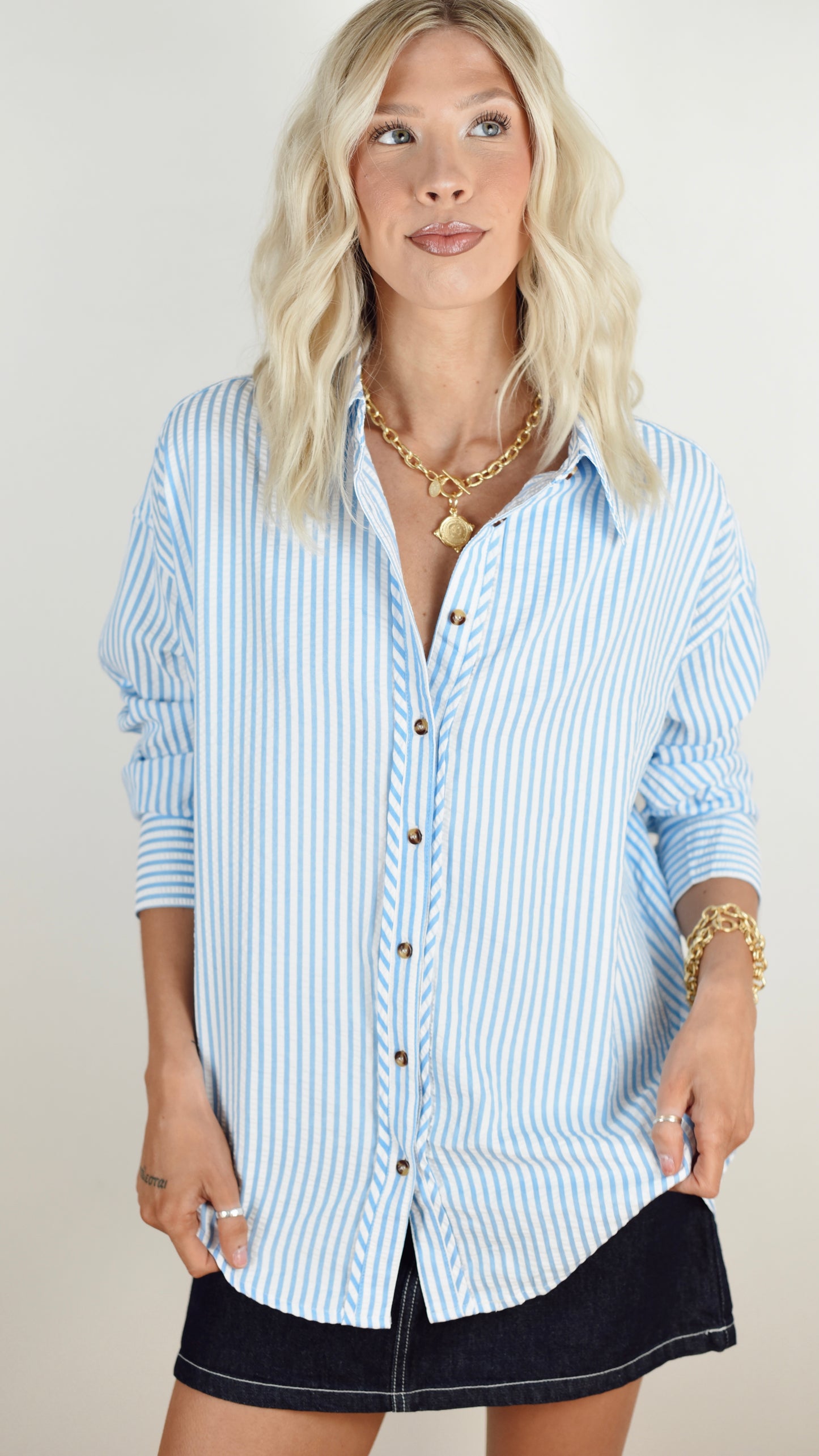Anna Blue Button Down
