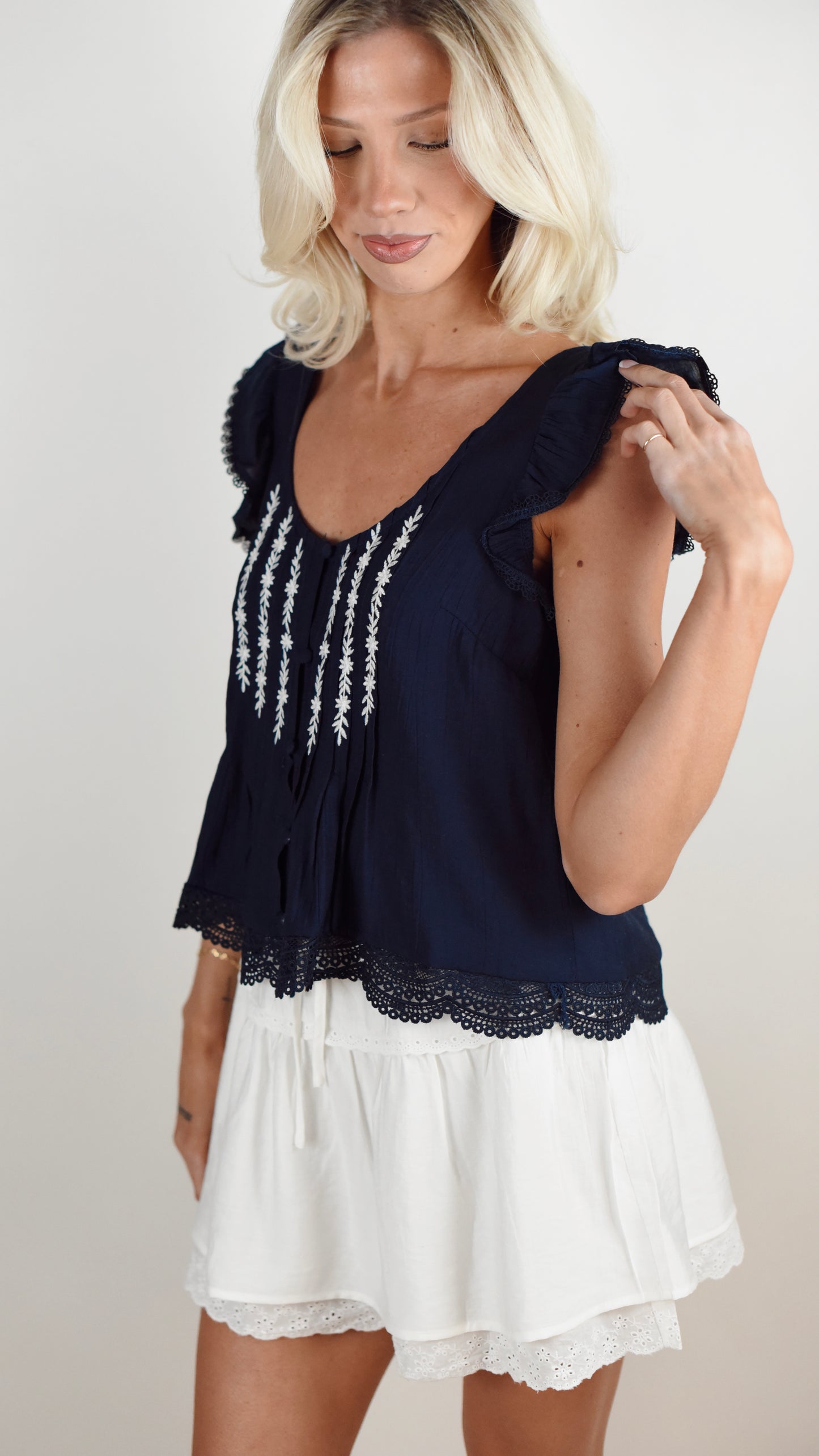 Elsie Navy Top