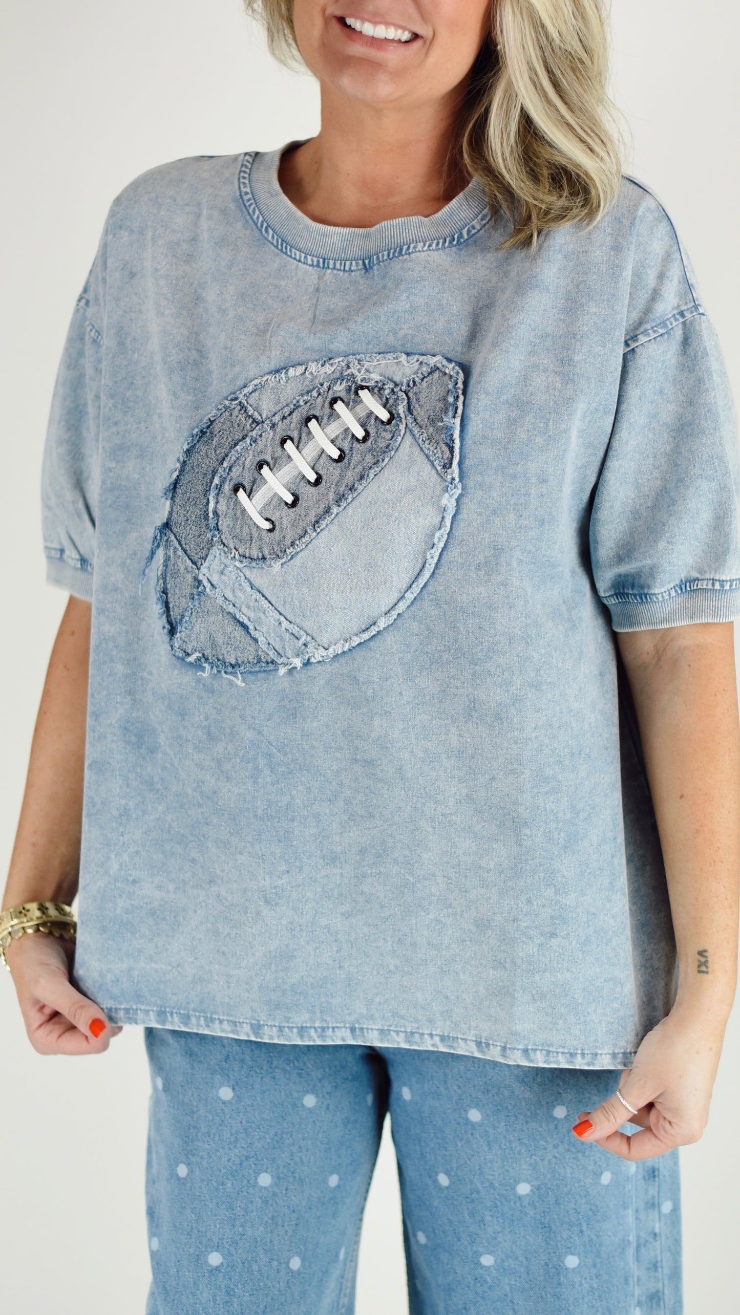 Fay Light Blue Football Cotton Tee