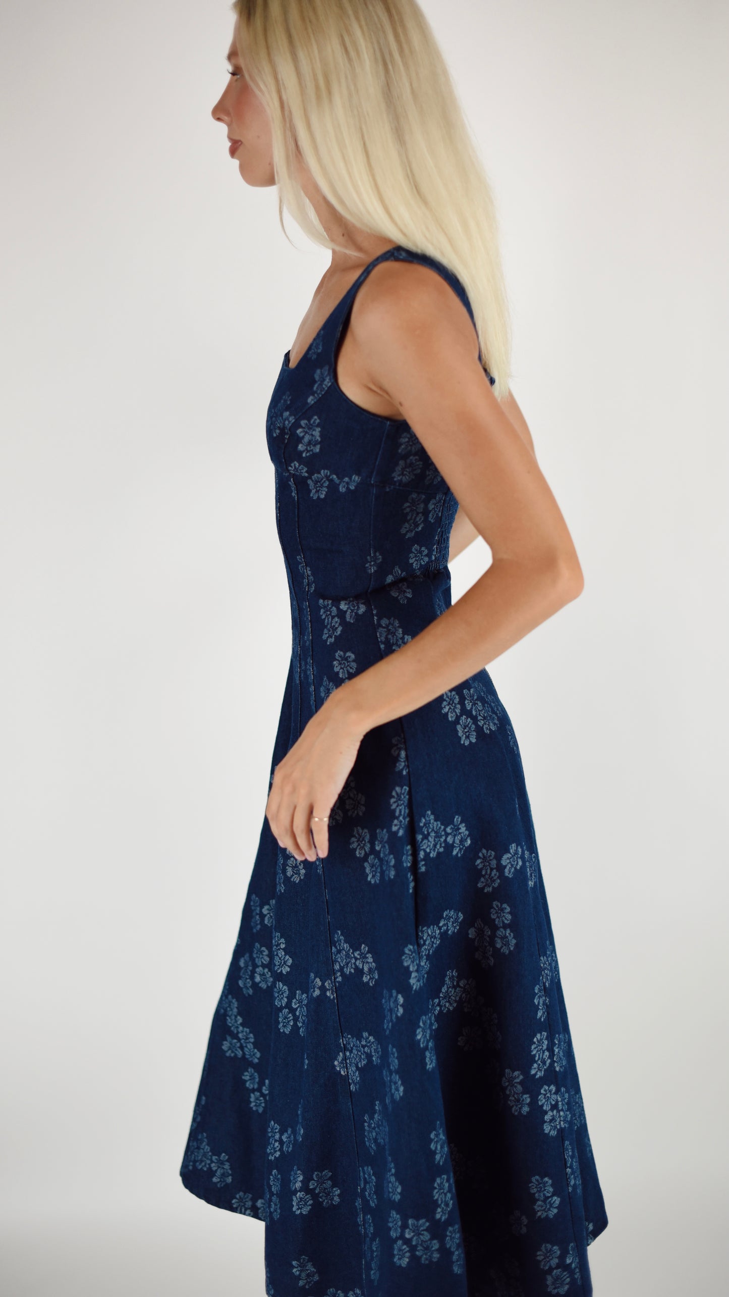 Jessica Dark Denim Floral Dress