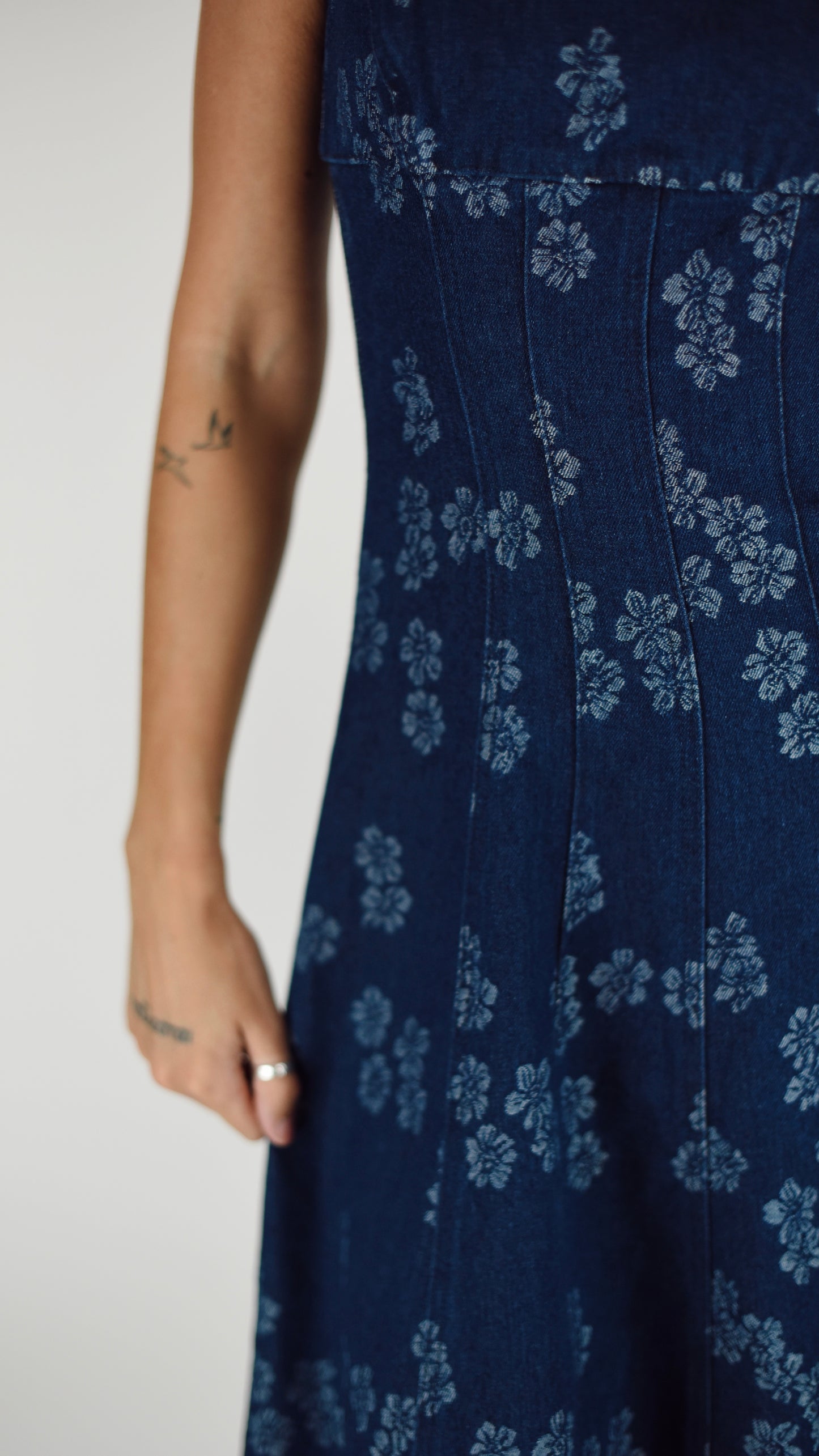 Jessica Dark Denim Floral Dress