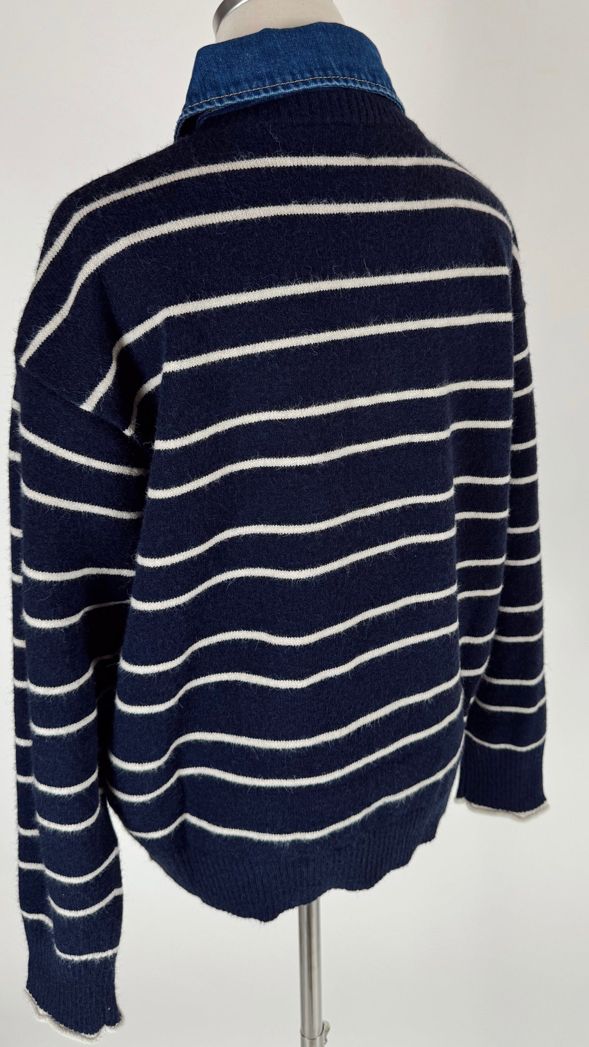Miranda Denim Collar Navy Sweater