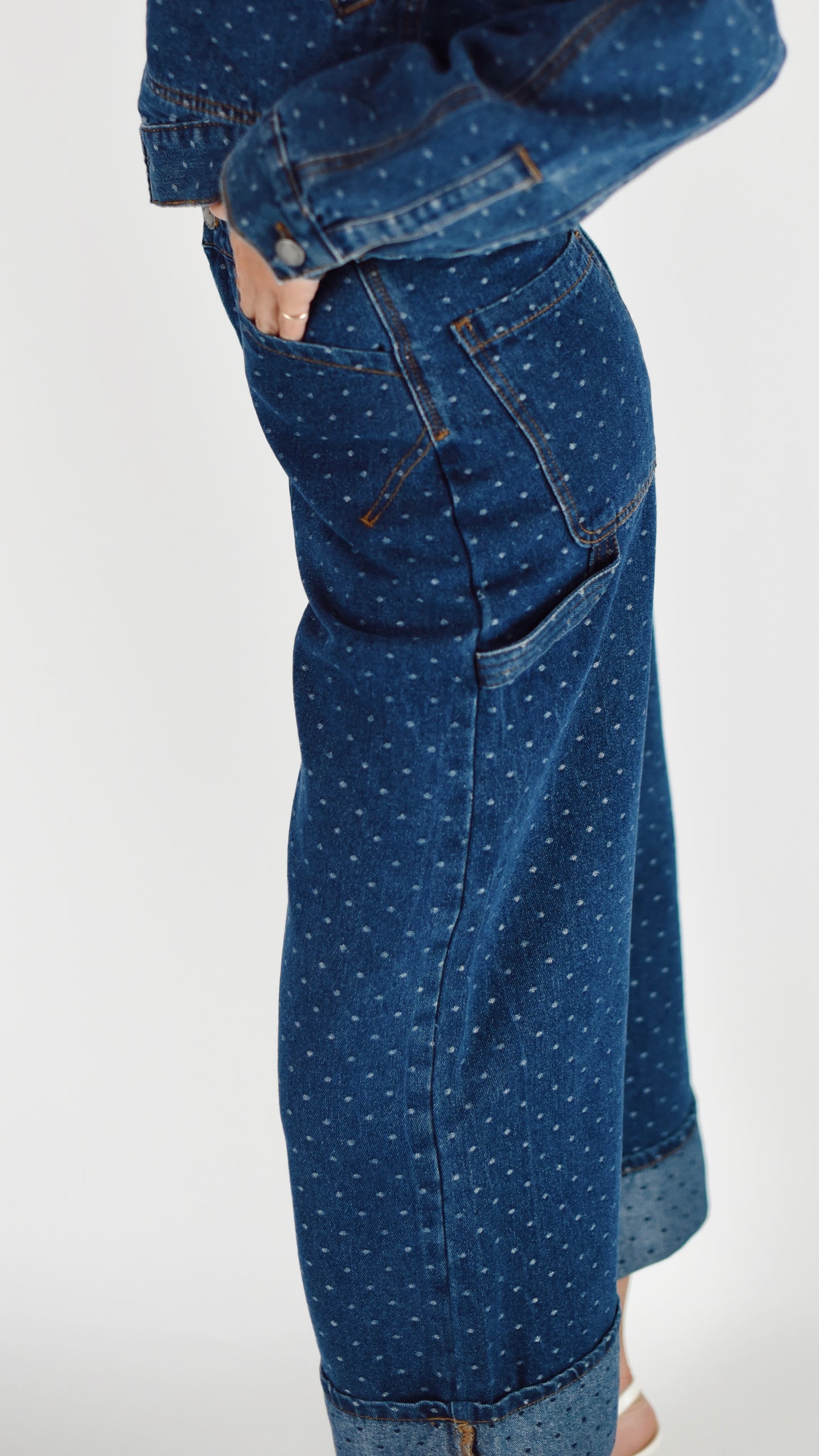 Vicki Dark Denim Polka Dot Jeans