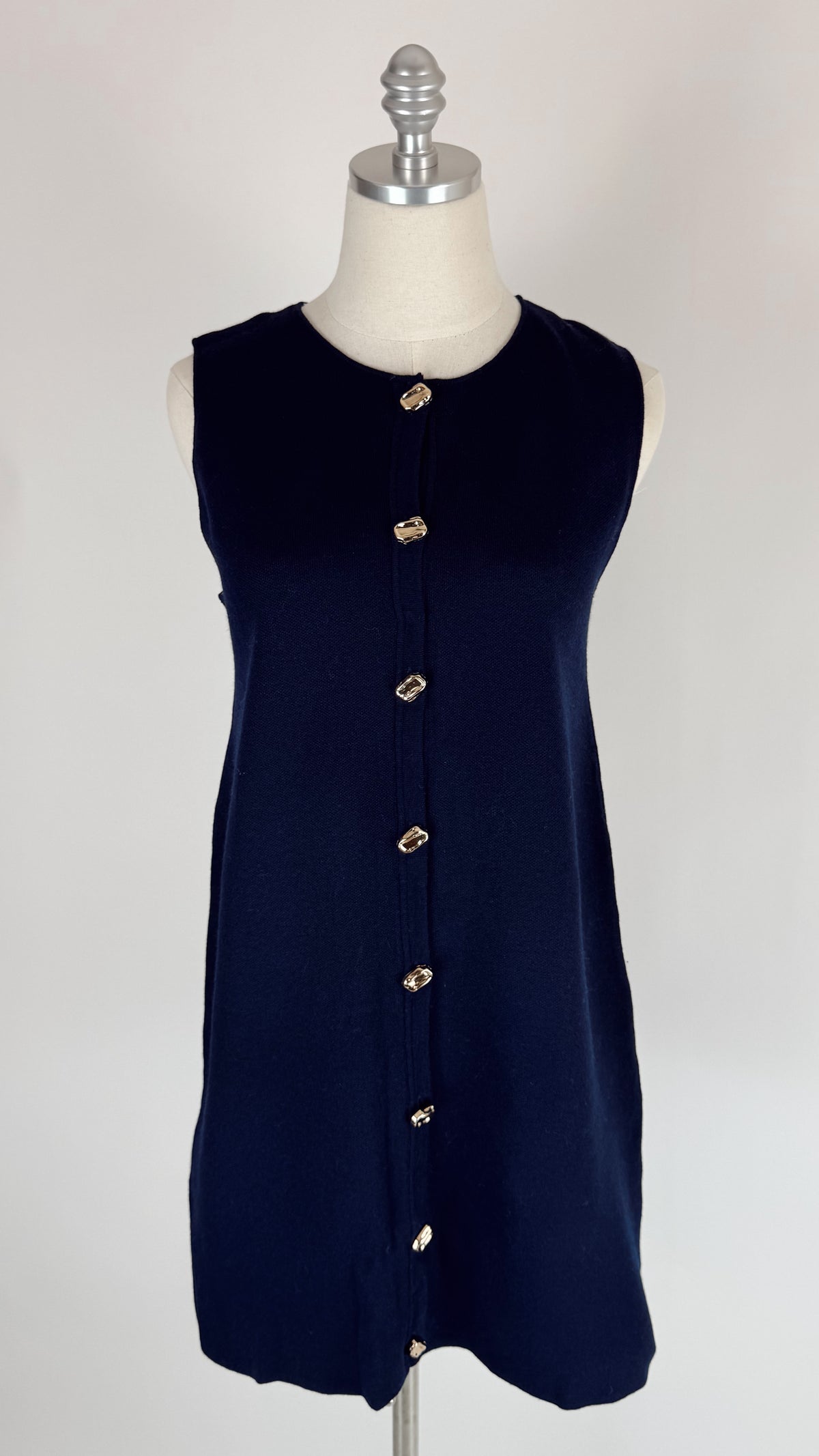 Silvia Navy Sweater Shift Dress