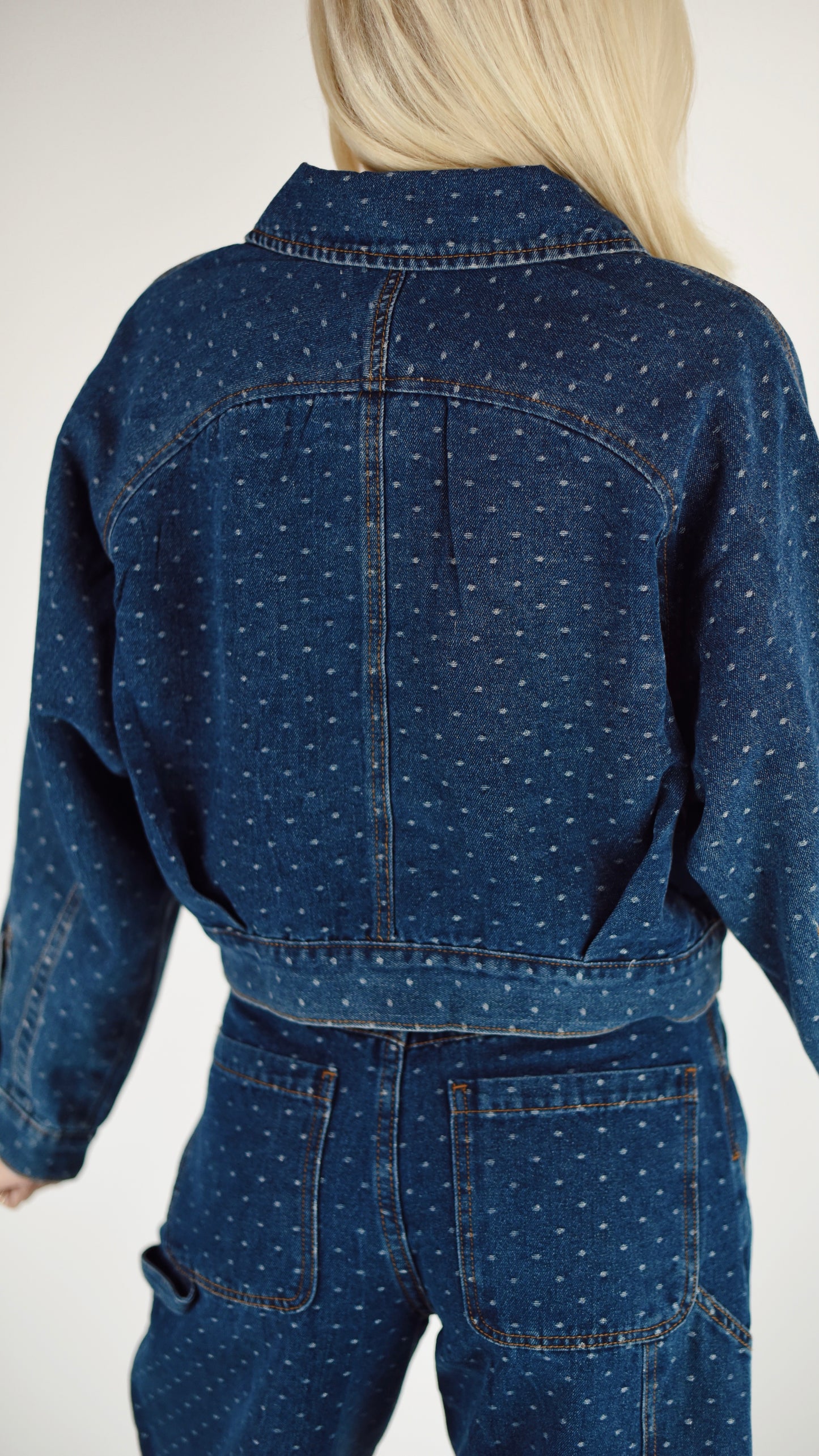 Vicki Dark Denim Polka Dot Jacket