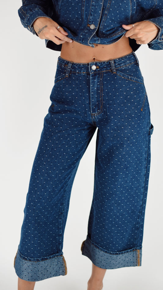 Vicki Dark Denim Polka Dot Jeans