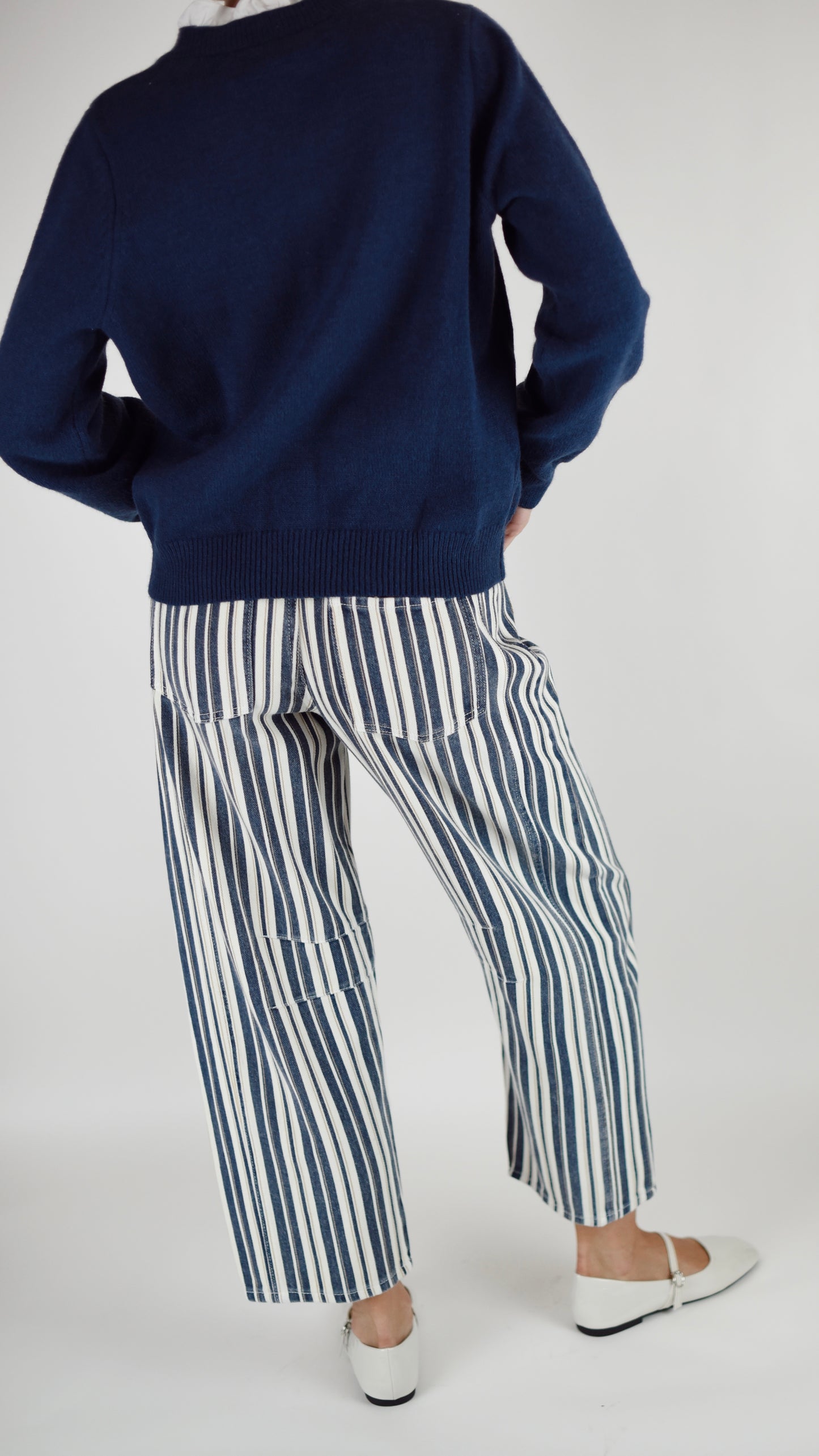 Adel Blue Striped Barrel Pants