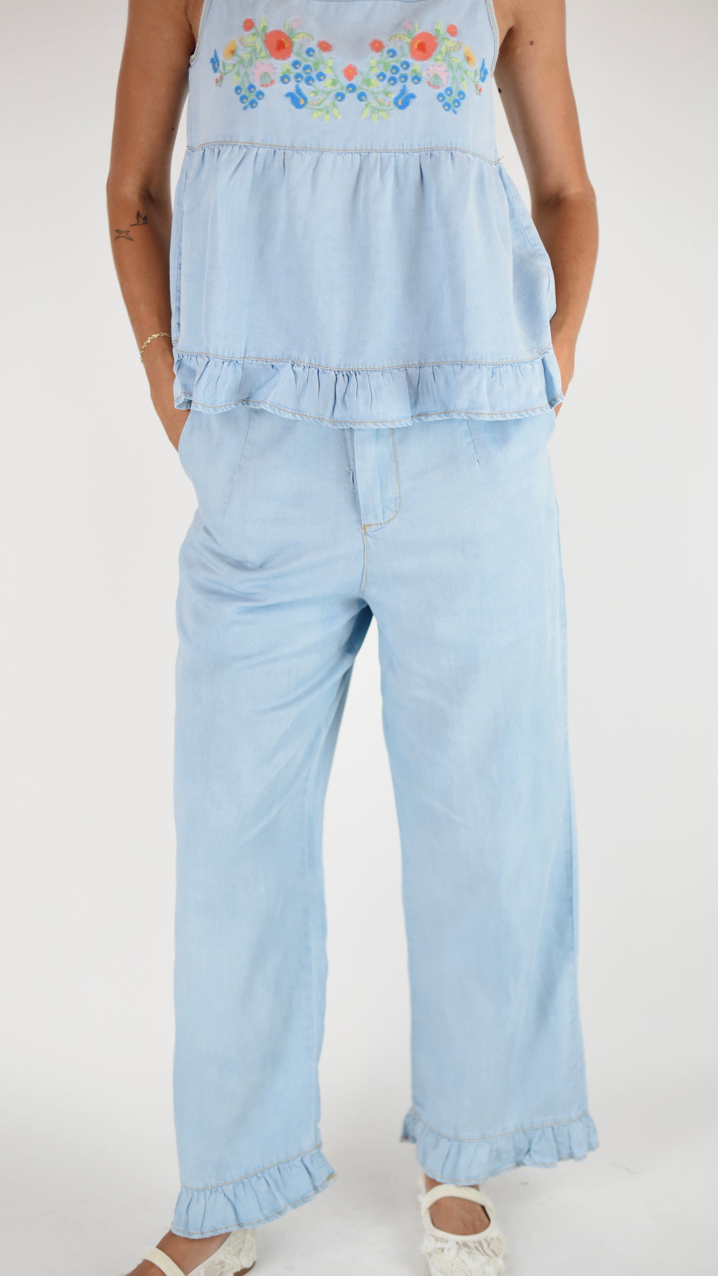 Emily Anne Embroidered Ruffle Pant Set