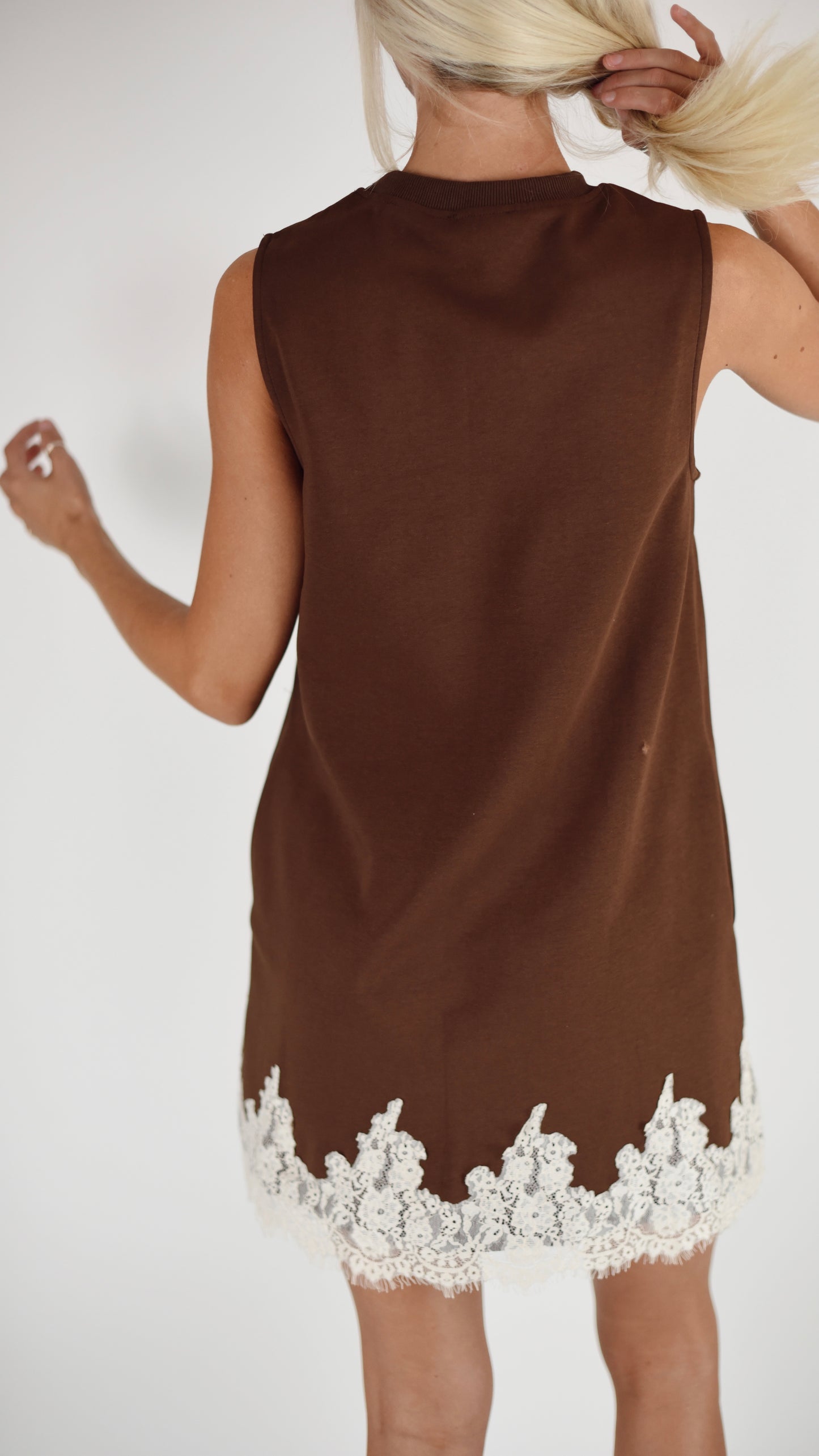 Andrea Chocolate Lace Shift Dress