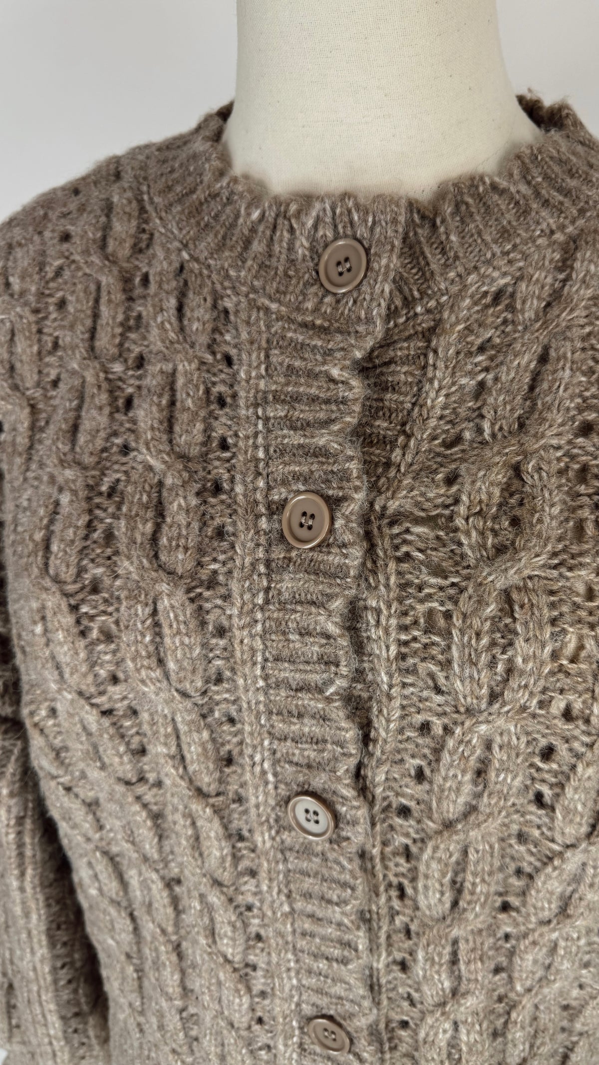 Poppy Taupe Eyelet Cardigan