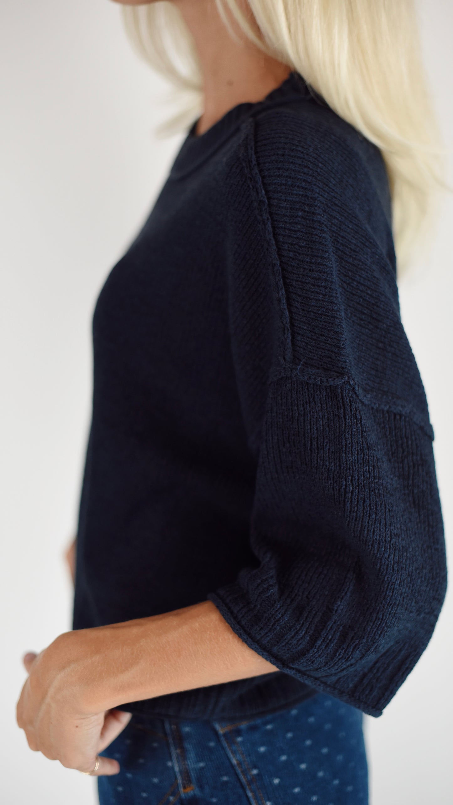 Shelly Navy Drop Shoulder Sweater
