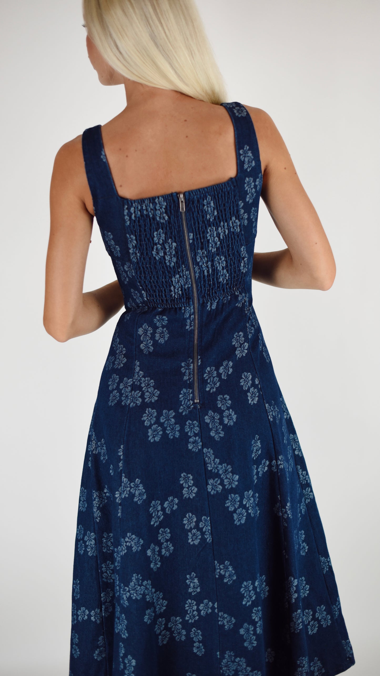 Jessica Dark Denim Floral Dress