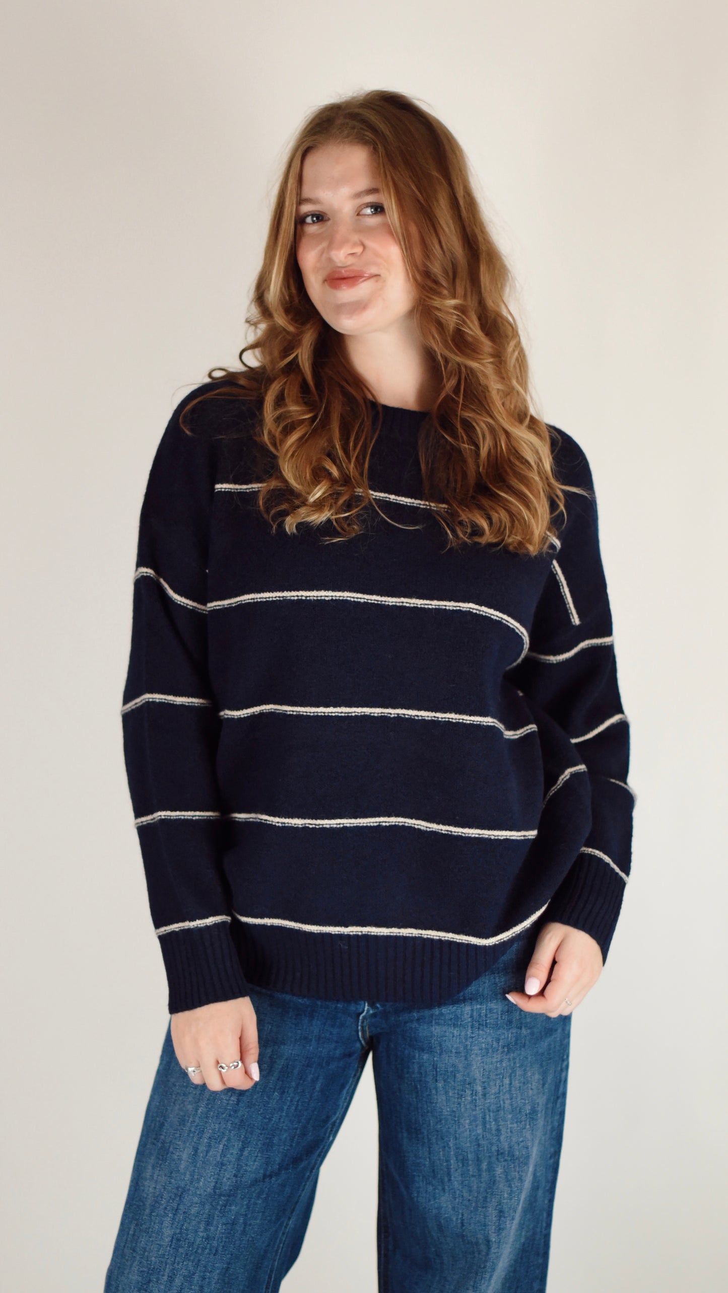 Laura Navy Stripe Crew