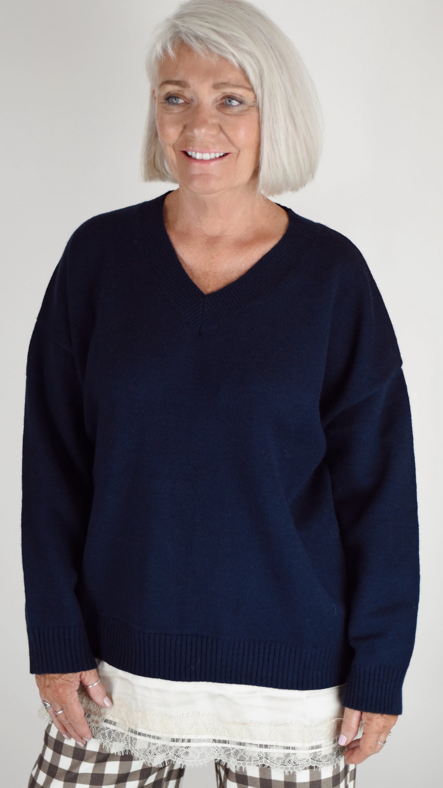 Layla Navy Layered Oversized Sweater