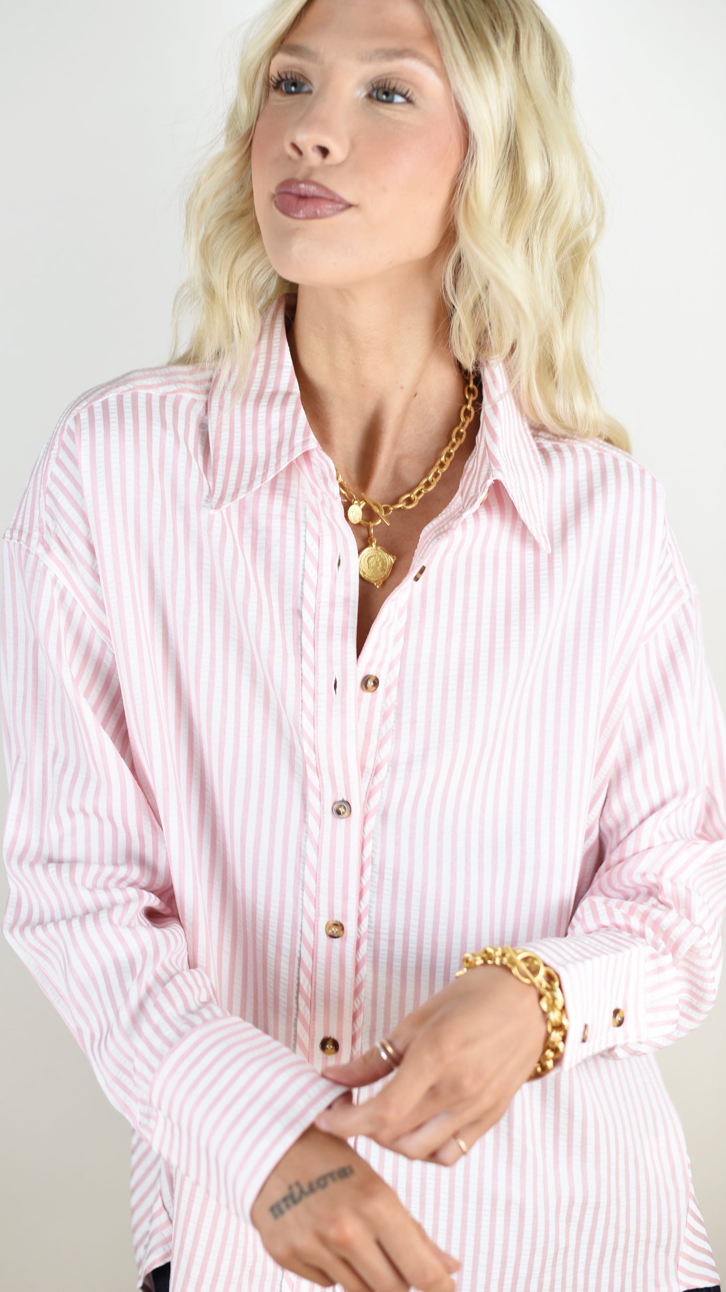 Anna Pink Button Down